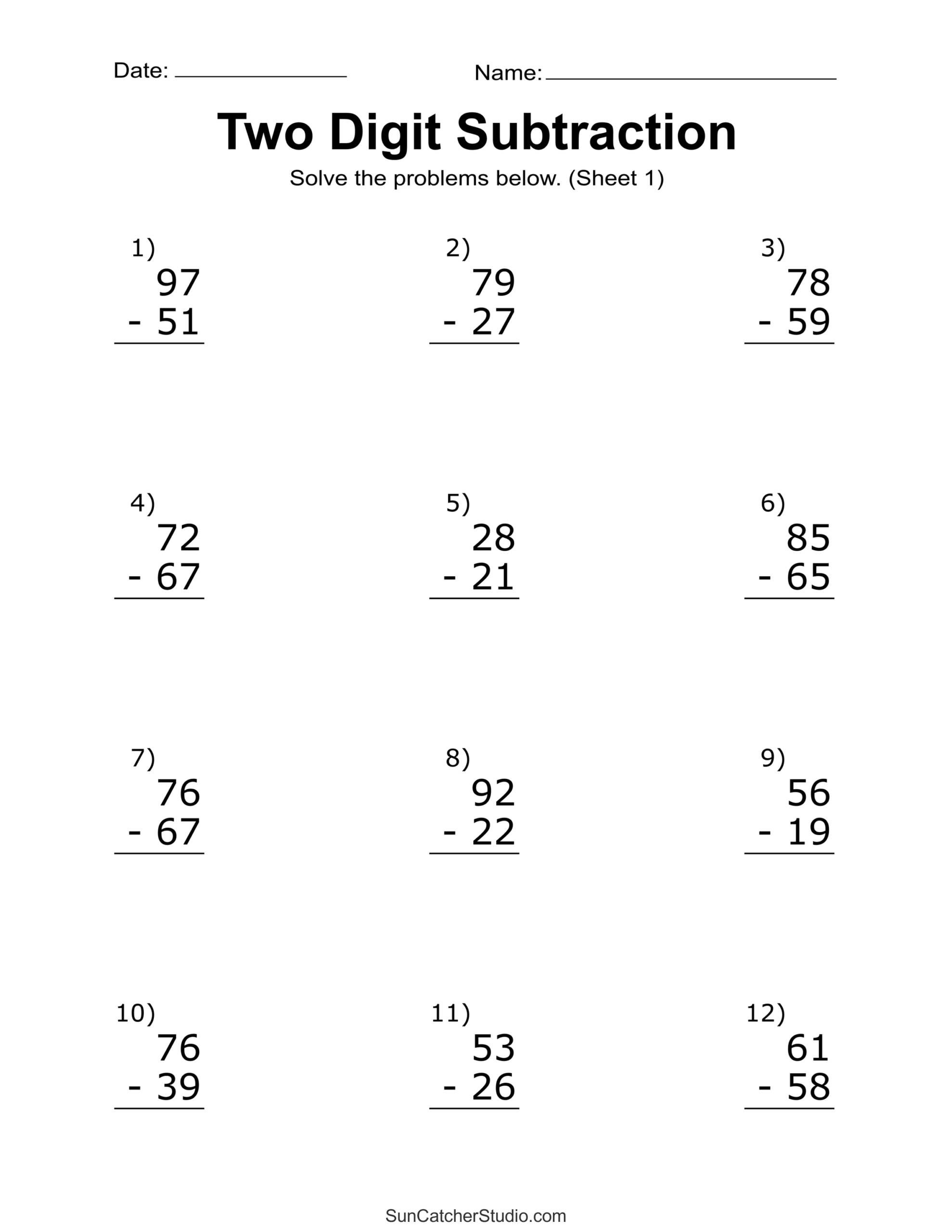 Two Digit Subtraction Worksheets Printable Math Drills Free Printables Monograms Design Tools Patterns U0026 DIY Projects Two Digit Subtraction Worksheets Printable Math Drills Free Printables Monograms Design Tools Patterns U0026 DIY Projects