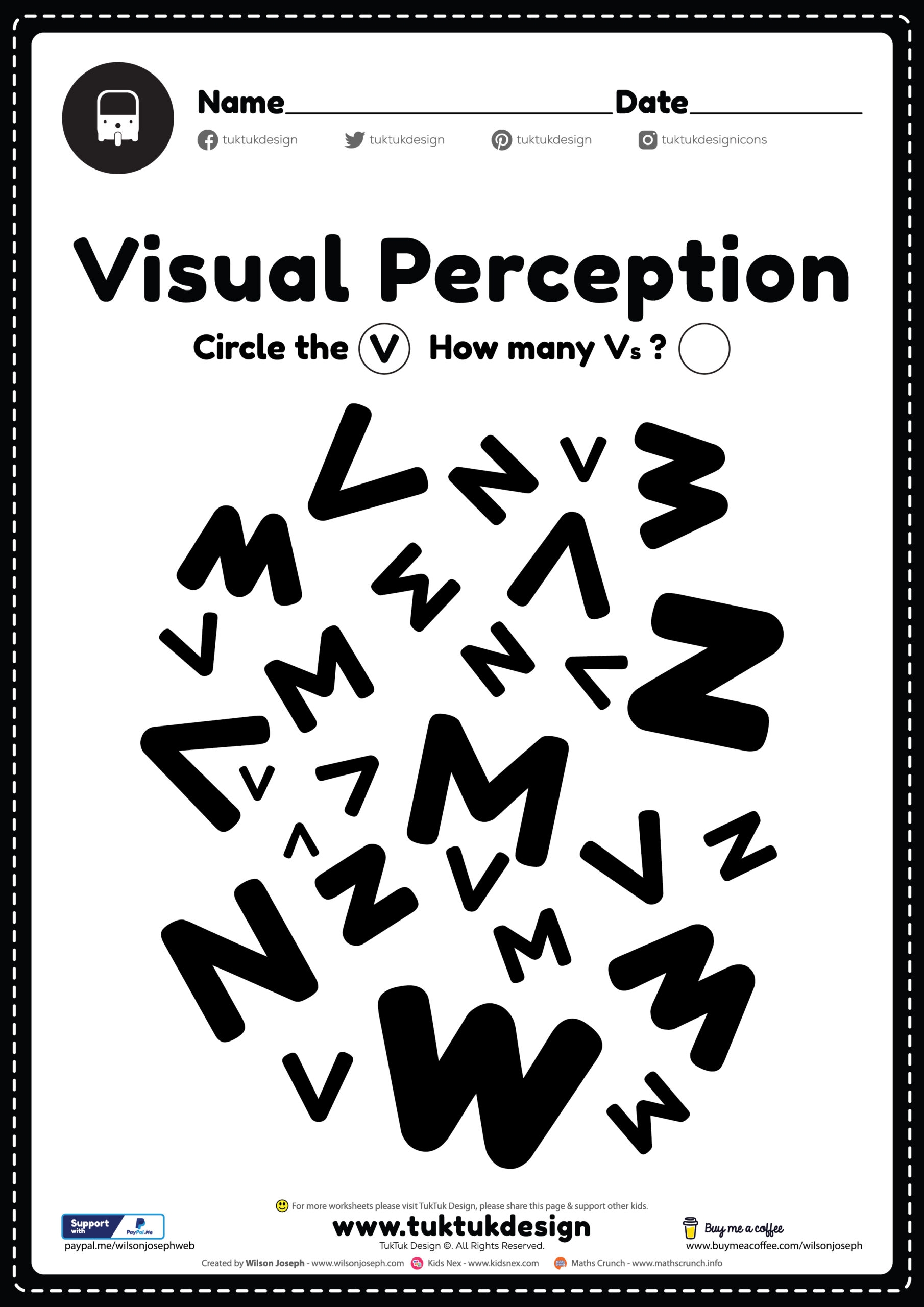 Visual Perceptual Skills Activity Free Printable PDF