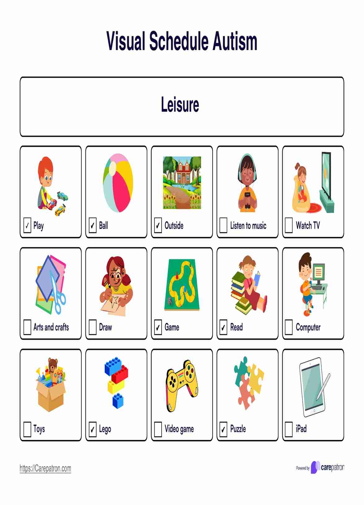 Visual Schedule Template For Autism Example Free PDF Download Visual Schedule Template For Autism Example Free PDF Download