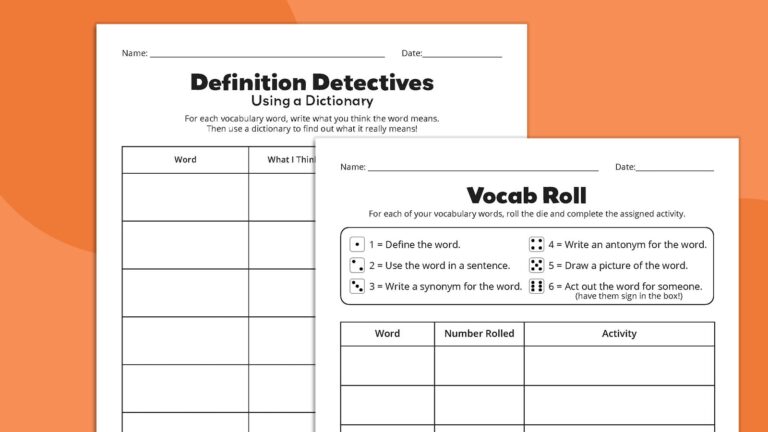 Vocabulary Worksheets Free Download To Use With Any Word List