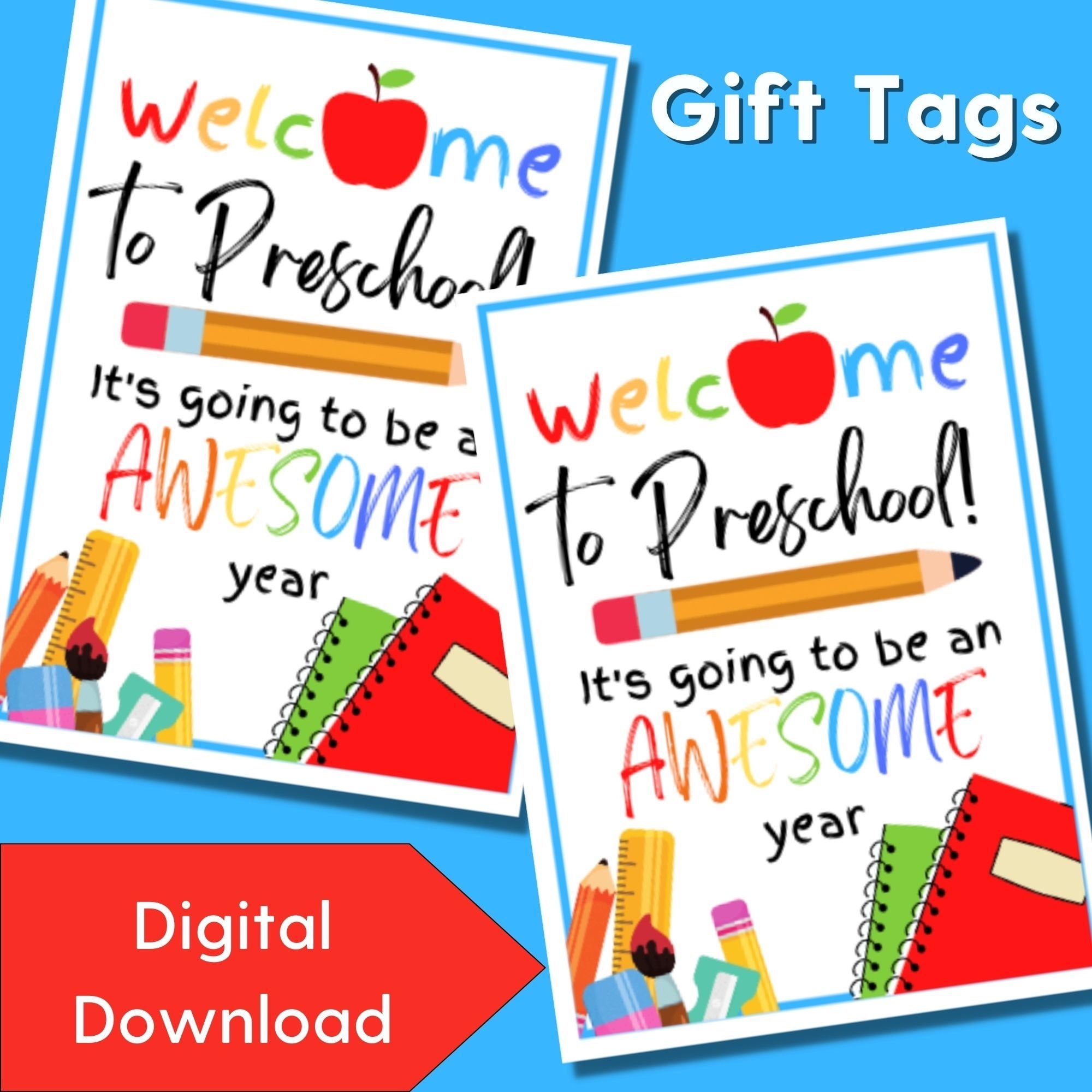Welcome To Preschool Printable Tags Rainbow Back To School New 