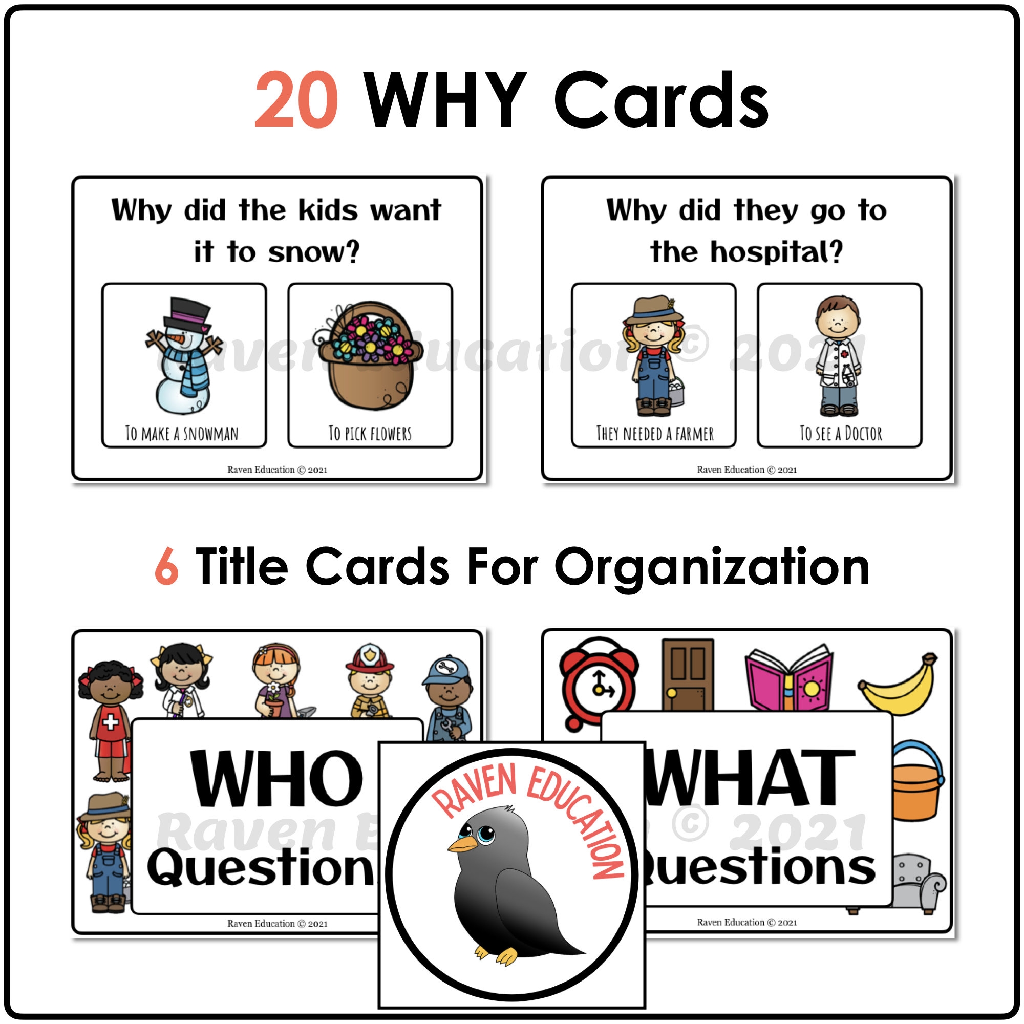 Wh questions 100 Printable Task Cards who What Where When Why Etsy