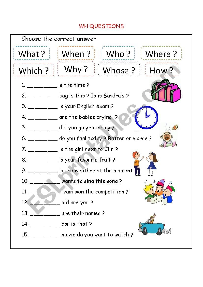 Wh Questions ESL Worksheet By Bloodsugar