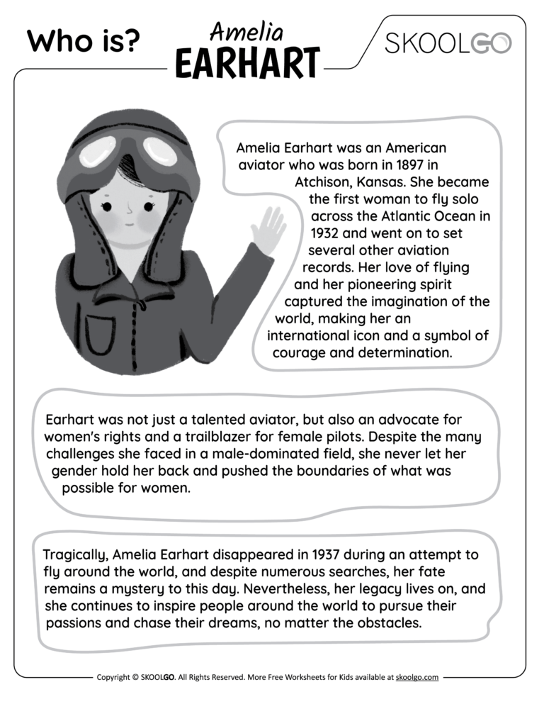 Who Is Amelia Earhart Free Worksheet For Kids SKOOLGO