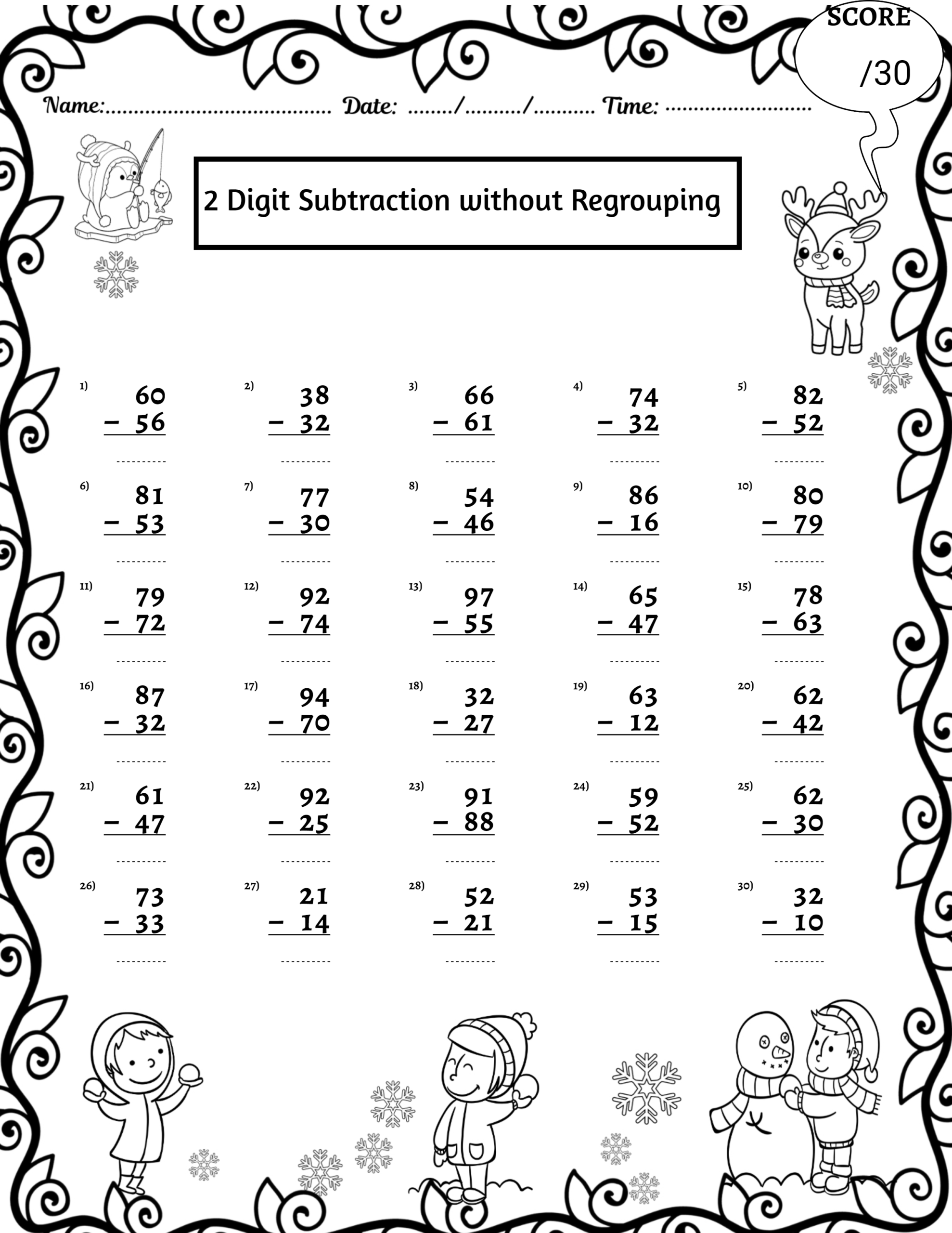 WINTER 2 Digit Addition And Subtraction With U0026 Without Regrouping Worksheets Worksheets Library