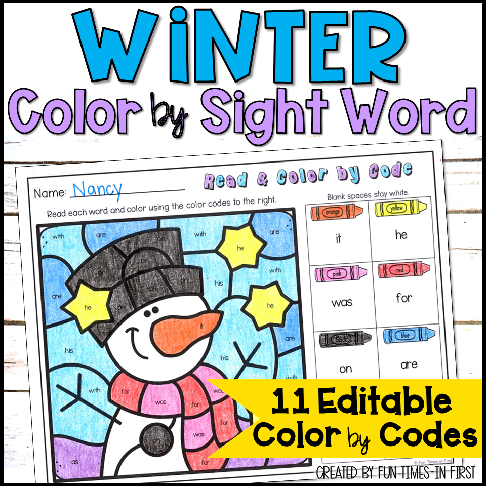 Winter Color By Sight Word Coloring Pages Editable Sight Word Winter Color By Sight Word Coloring Pages Editable Sight Word