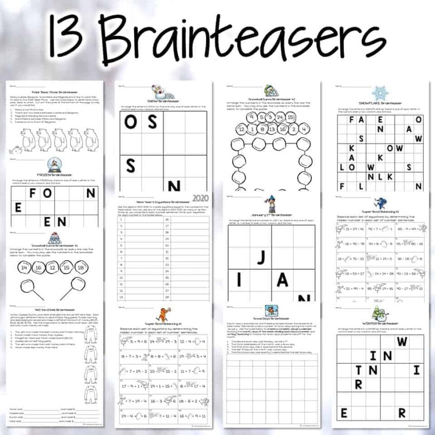 Winter Math Challenges And Brainteasers