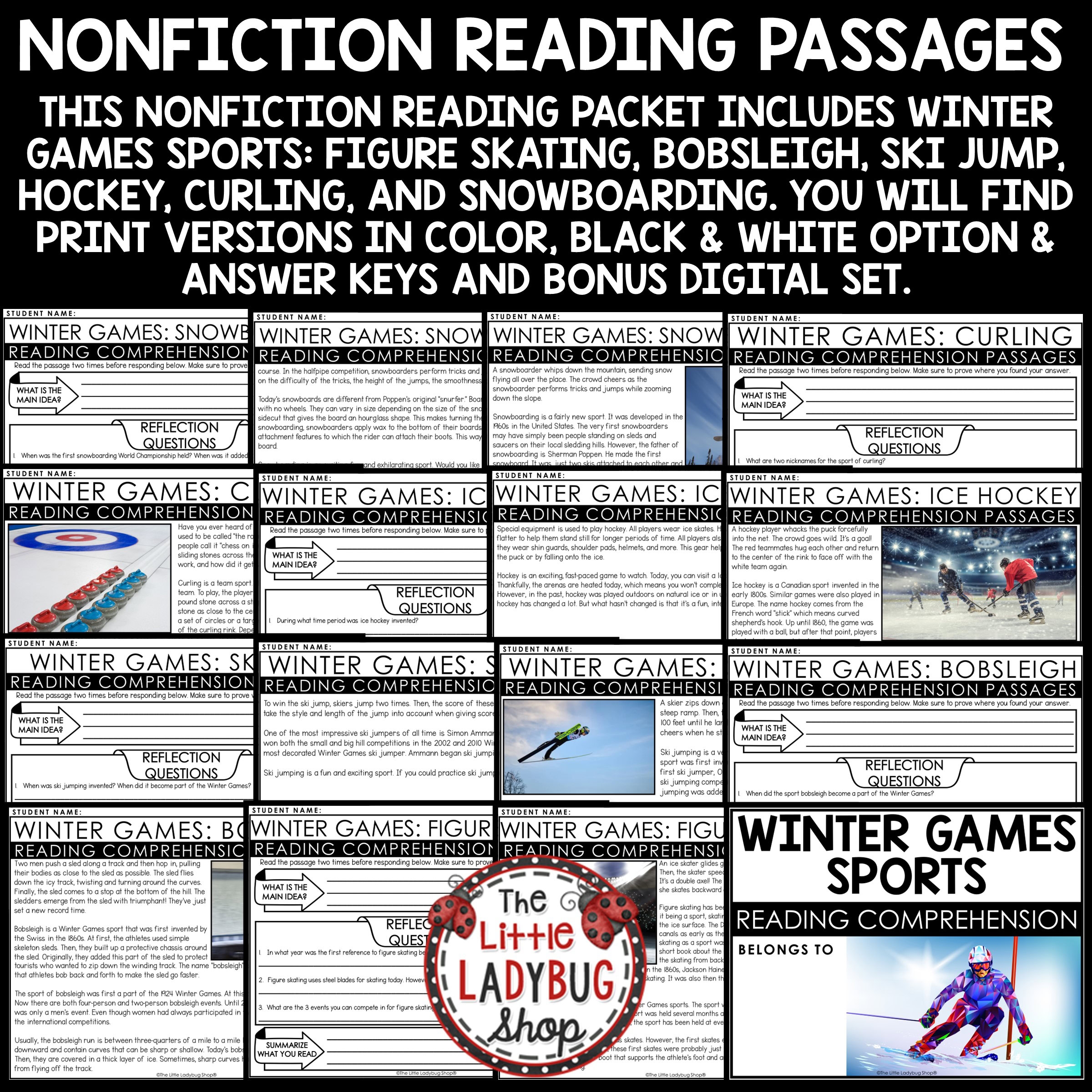 Winter Olympic Games Reading Comprehension Passages The Little 