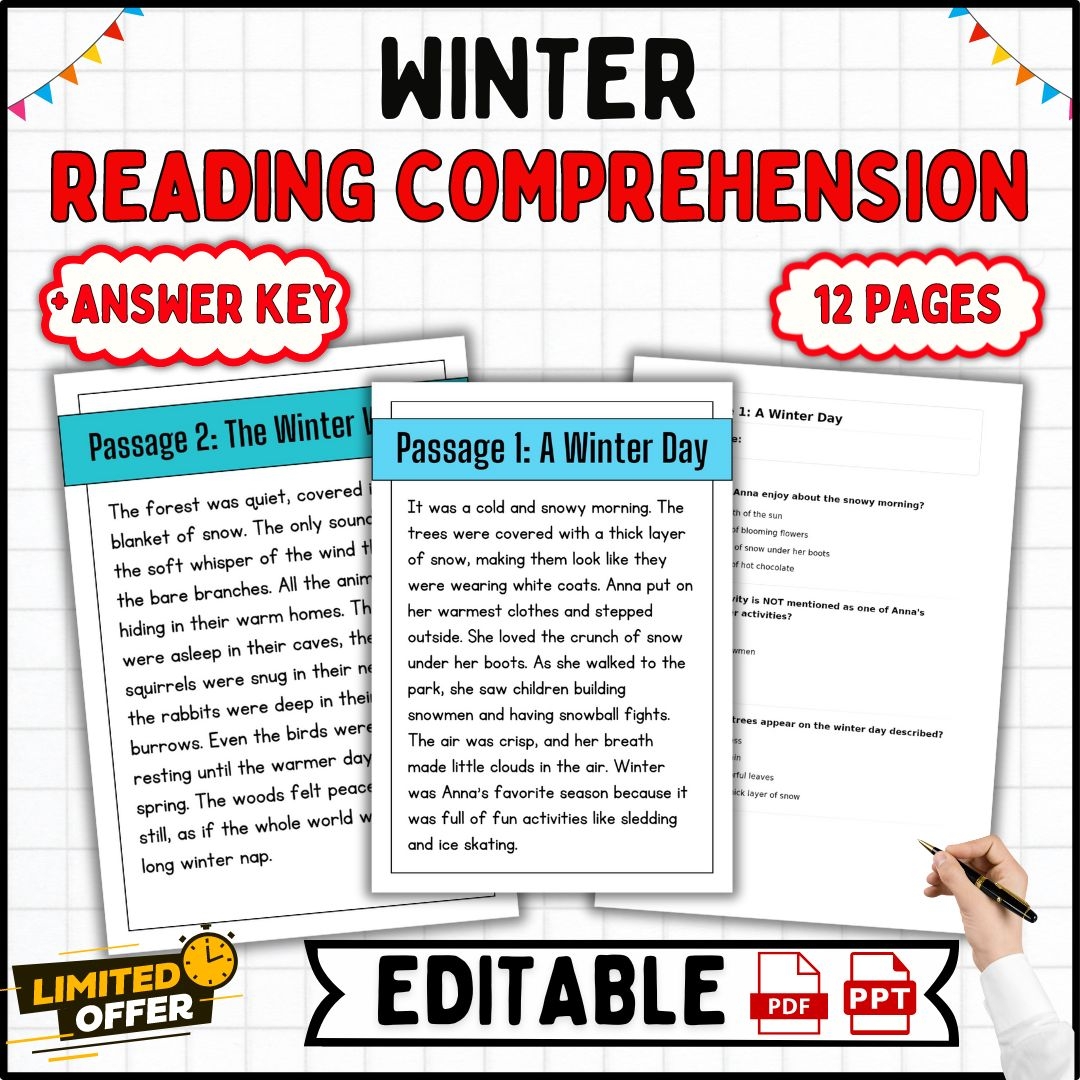 Winter Themed Reading Comprehension Passages 2nd To 5th Grade Editalabe Made By Teachers Winter Themed Reading Comprehension Passages 2nd To 5th Grade Editalabe Made By Teachers