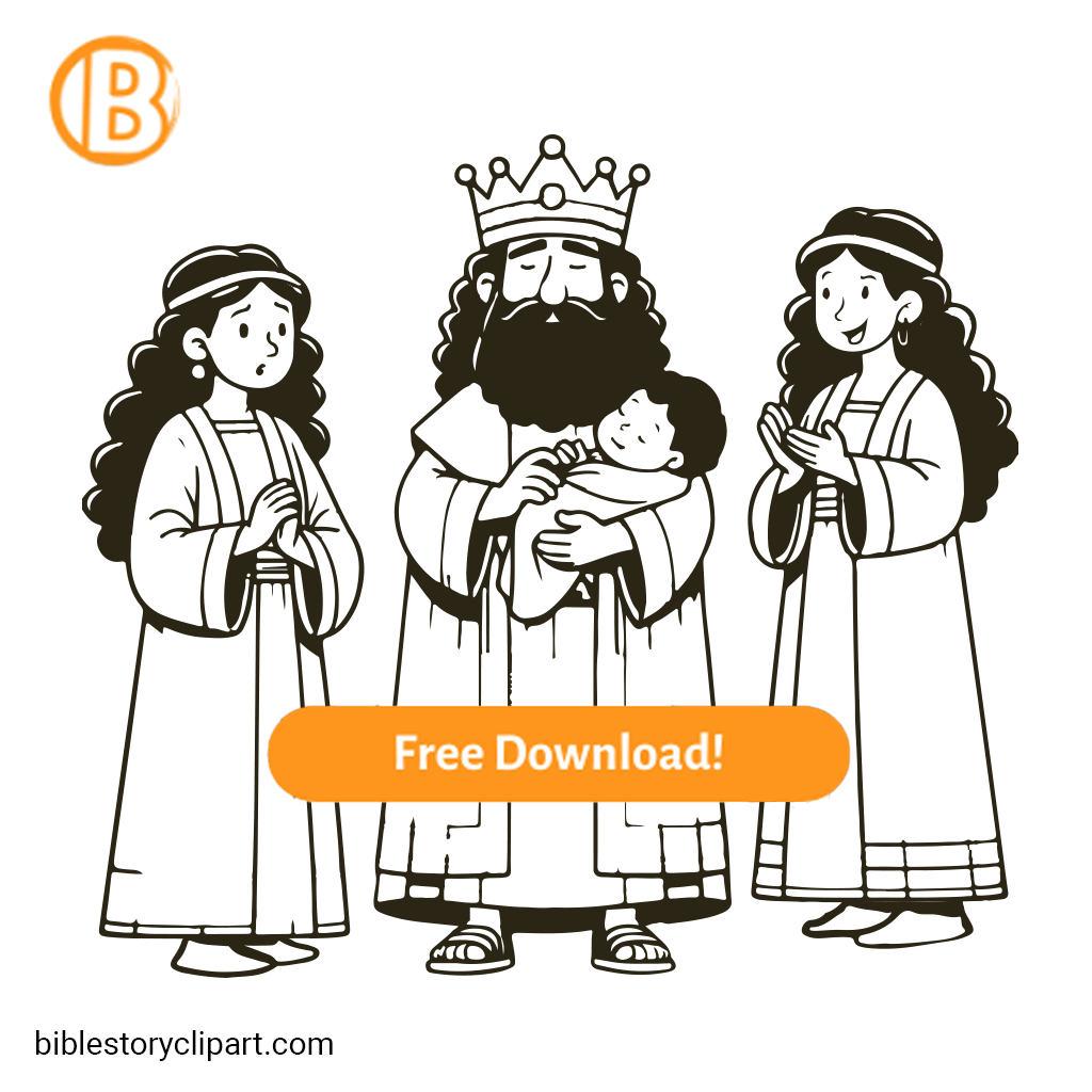 Wise King Solomon Coloring Page Bible Story Clipart