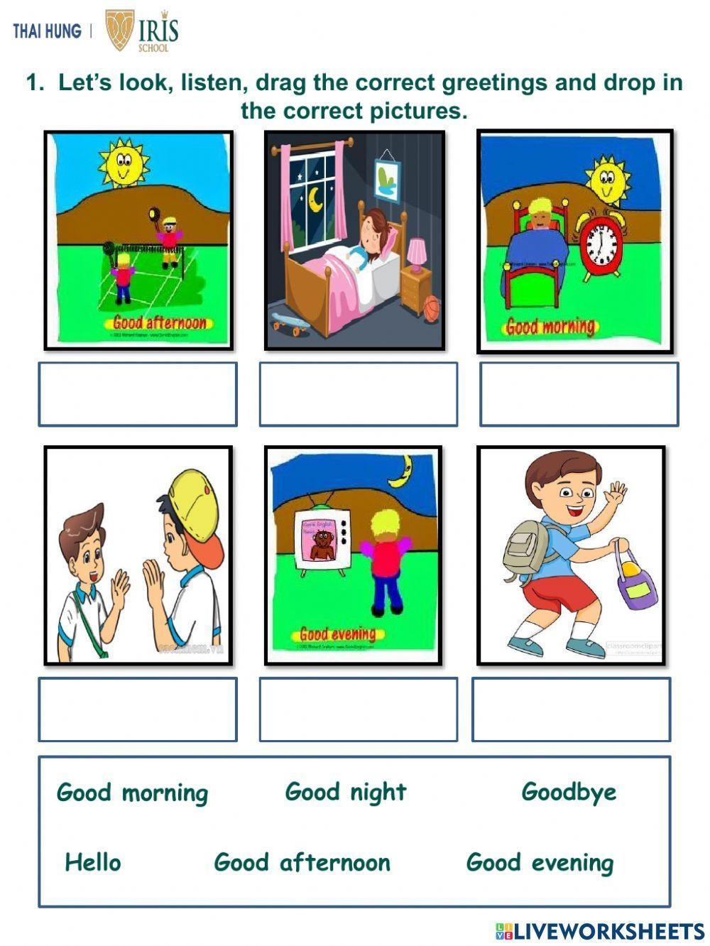 Worksheet About Greetings For Kids Interactive Worksheet Live 