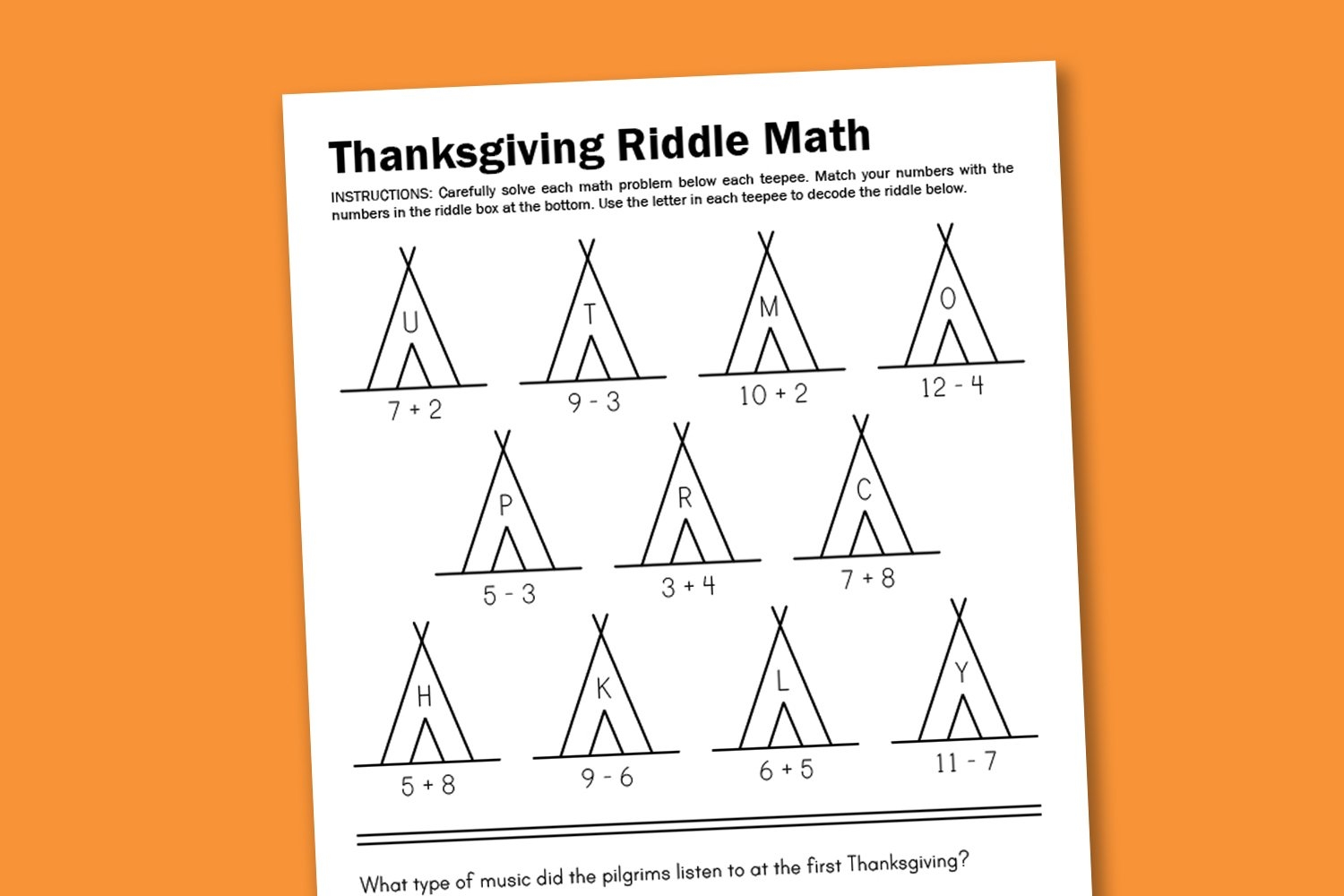 Worksheet Wednesday Thanksgiving Math Riddle Paging Supermom