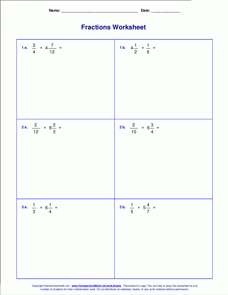Worksheets For Fraction Multiplication Worksheets For Fraction Multiplication
