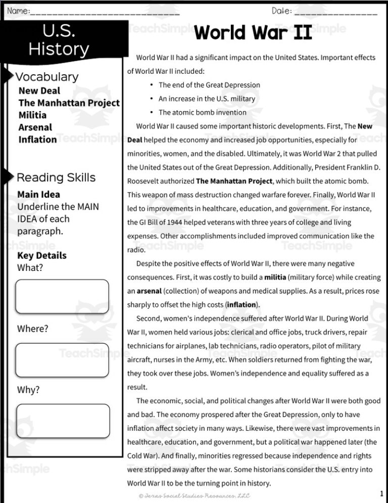 World War II Reading Packet