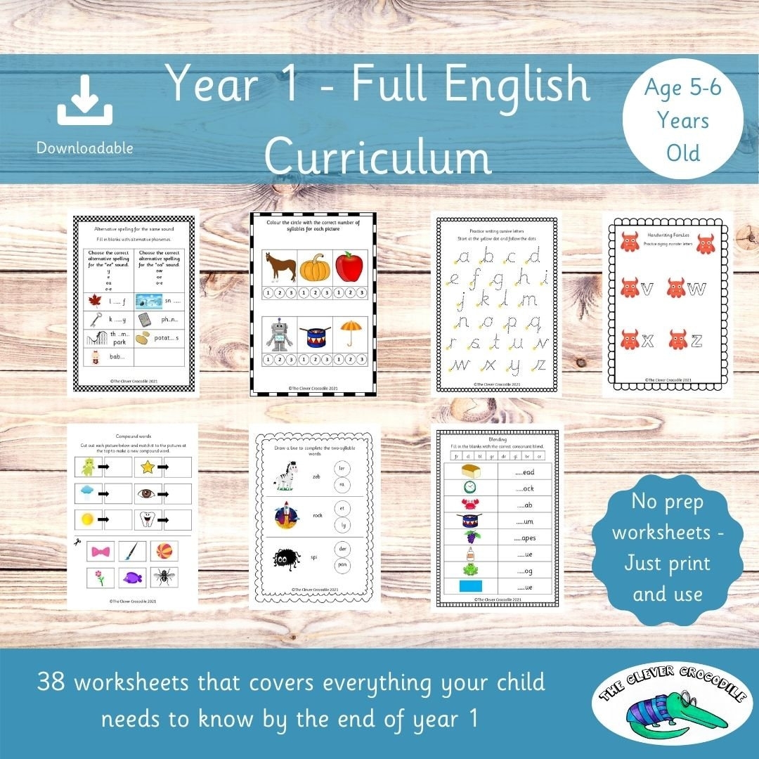 Year 1 English Curriculum 38 Printable Worksheets PDF Download Etsy Year 1 English Curriculum 38 Printable Worksheets PDF Download Etsy