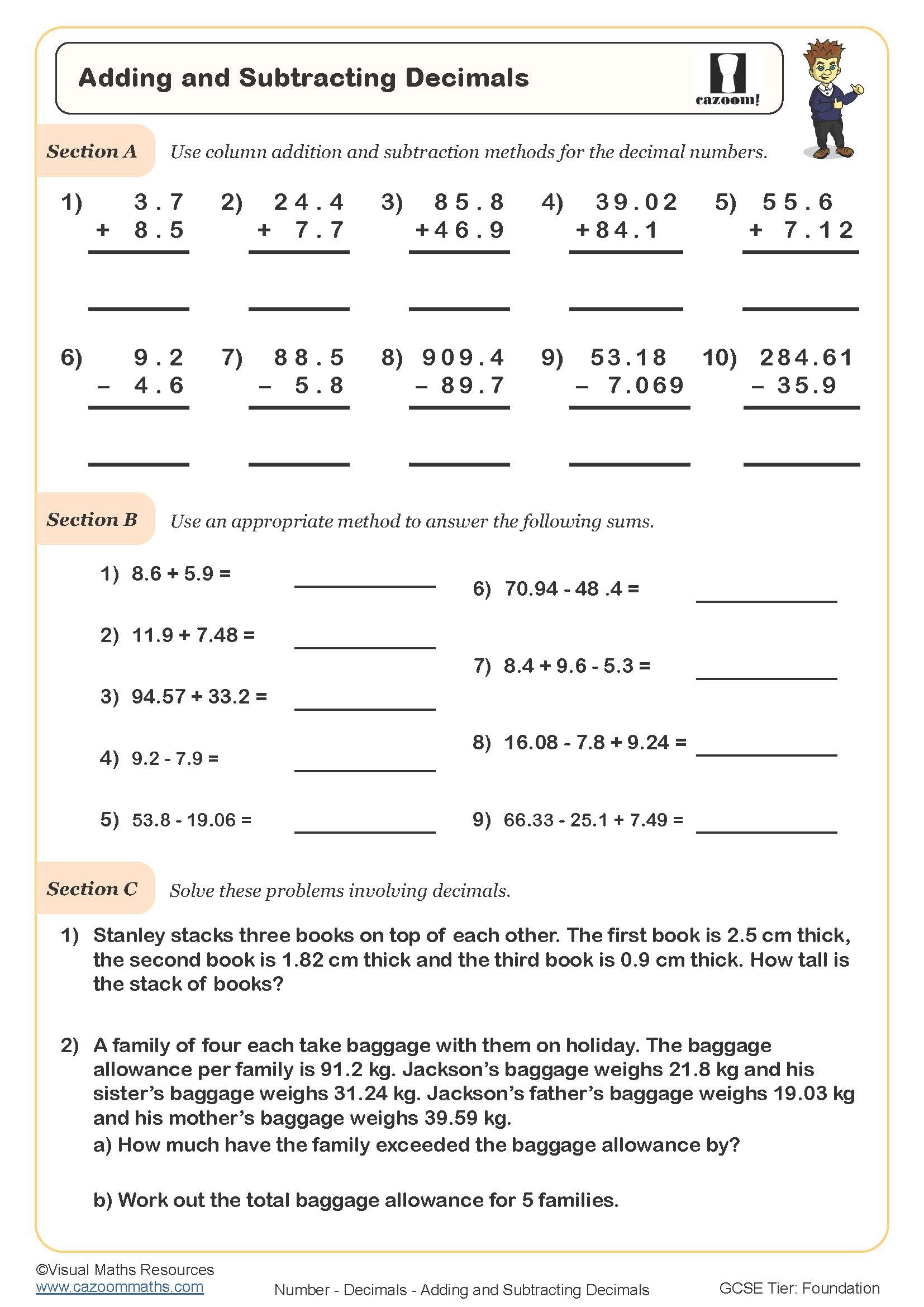 Year 7 Decimals Worksheets PDF Printable Worksheets