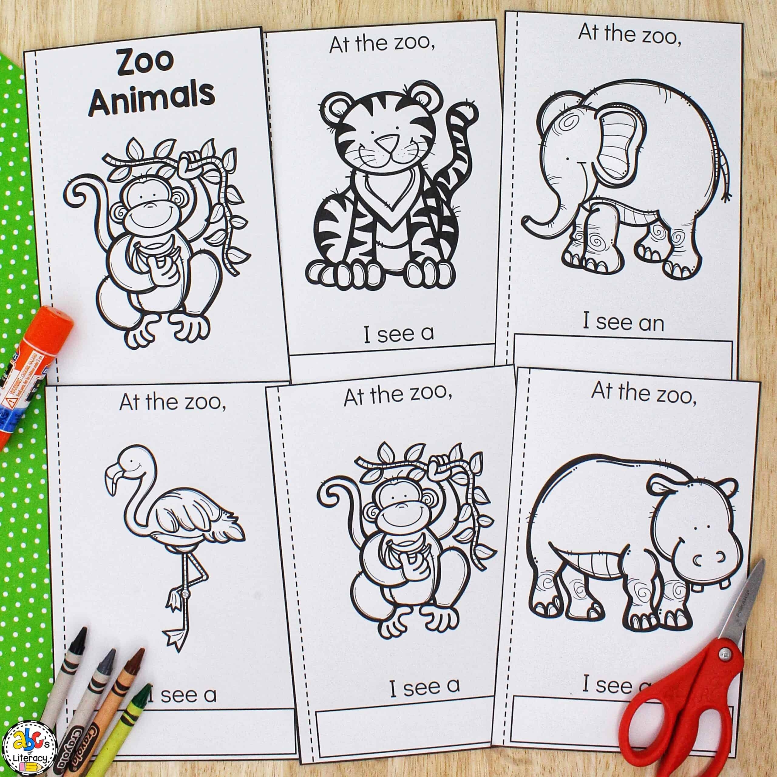 Zoo Animals Cut U0026 Paste Book Printable Book For Kids Worksheets Library