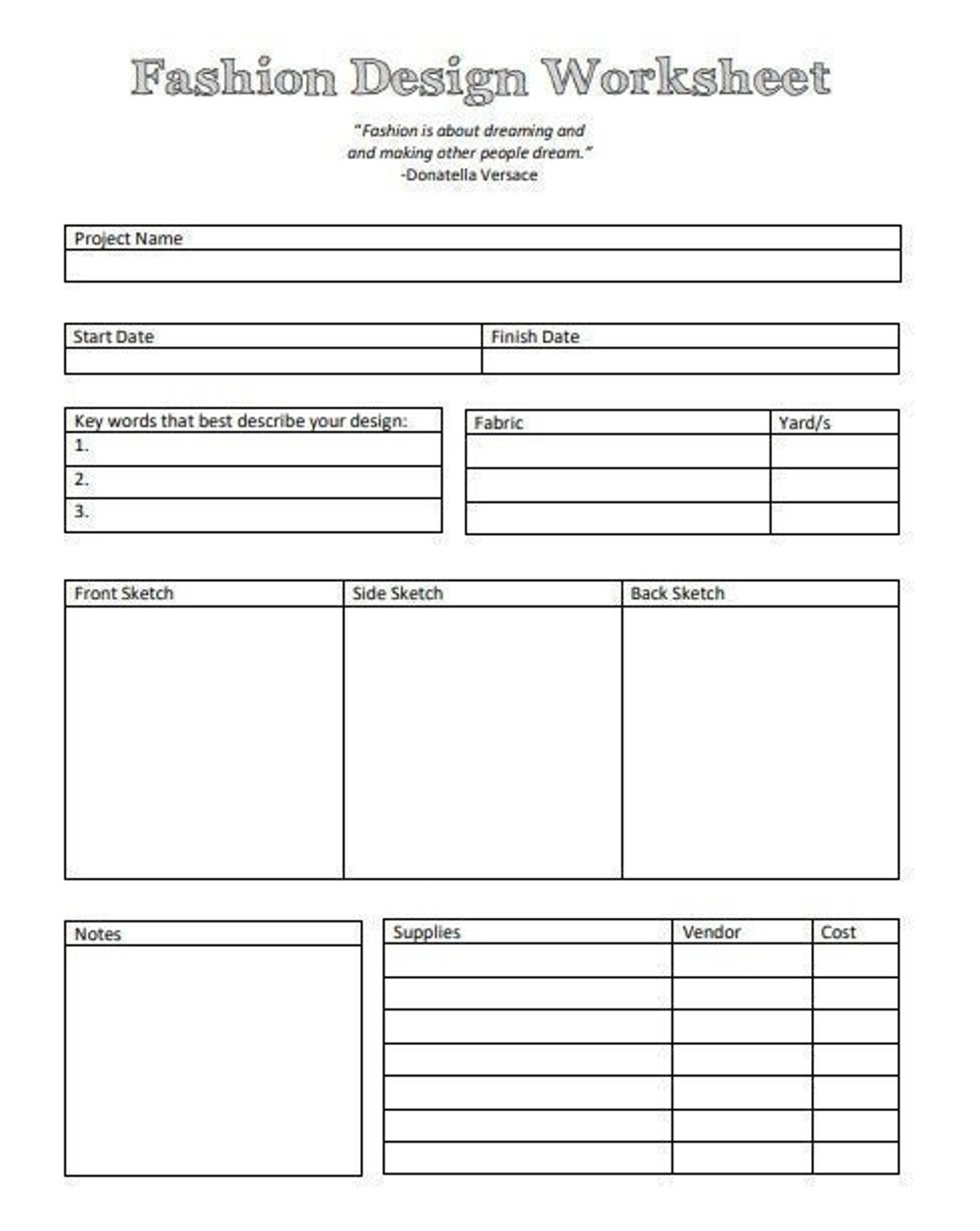 1 page Clean Fashion Design Planner Etsy 1 page Clean Fashion Design Planner Etsy