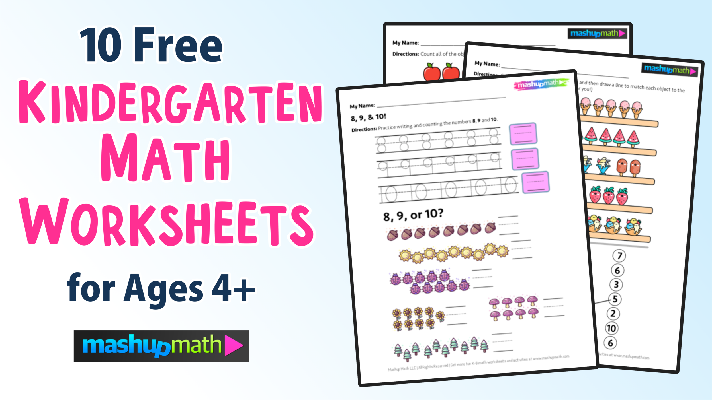 10 Free Kindergarten Math Worksheets PDF Downloads Mashup Math