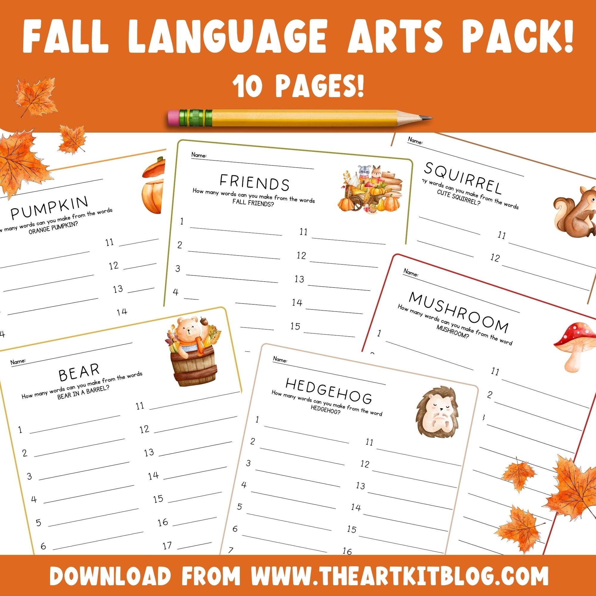 10 FREE Printable Language Arts Worksheets For Fall The Art Kit 10 FREE Printable Language Arts Worksheets For Fall The Art Kit