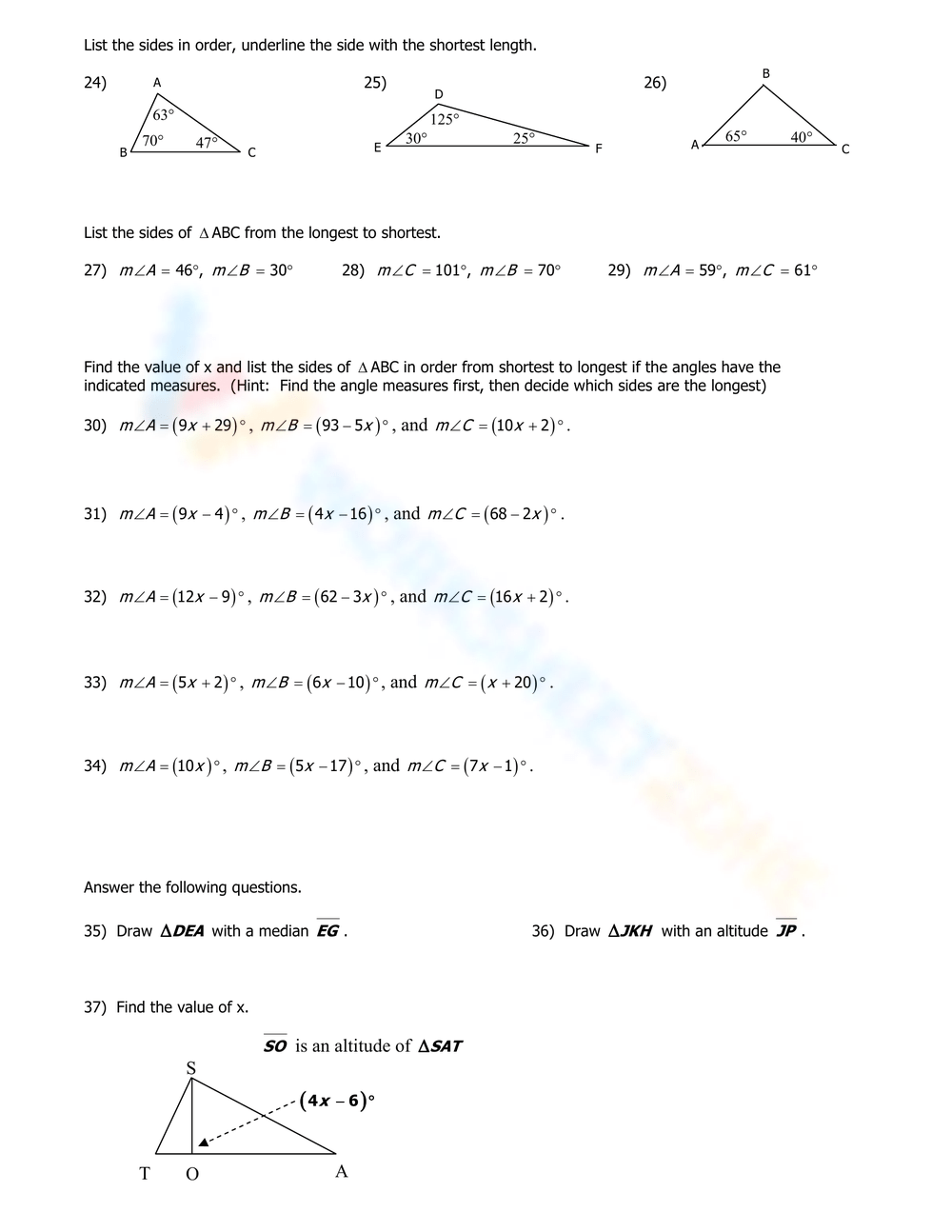 10 Free Printable Triangle Inequality Theorem Worksheets 