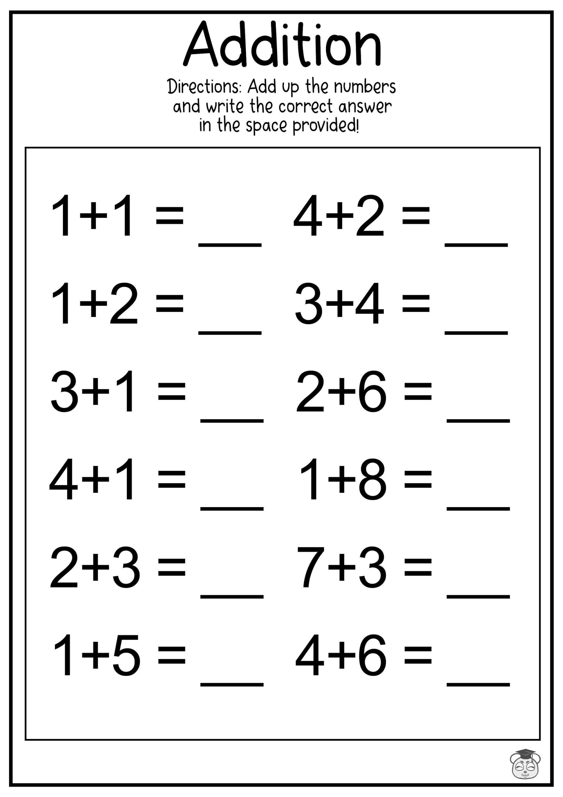 10 Printable Addition Math Worksheets Addition Practice Using 10 Printable Addition Math Worksheets Addition Practice Using