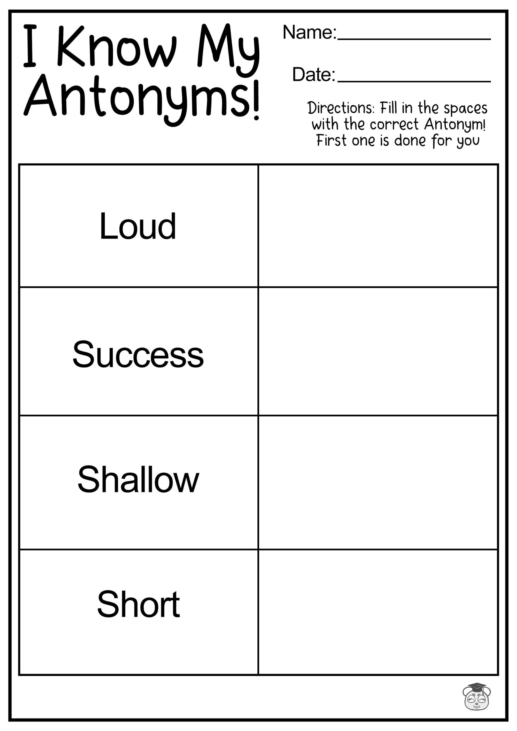 10 Printable Antonym English Worksheets Fill In The Blank Using Antonyms ages 4 7 KG1 To Grade 2 Etsy Norway