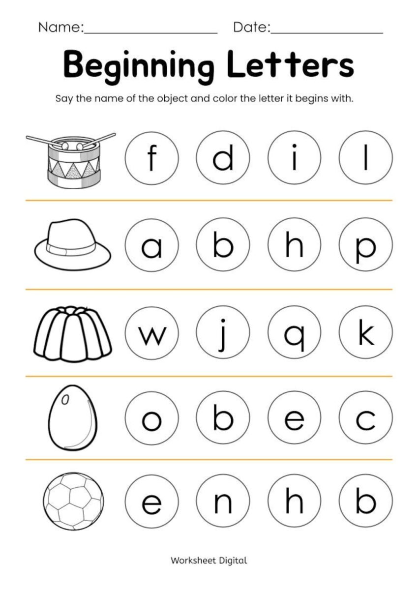 10 Printable Beginning Letters Worksheets For Kindergarten Preschool Homeschool Educational Printables Etsy