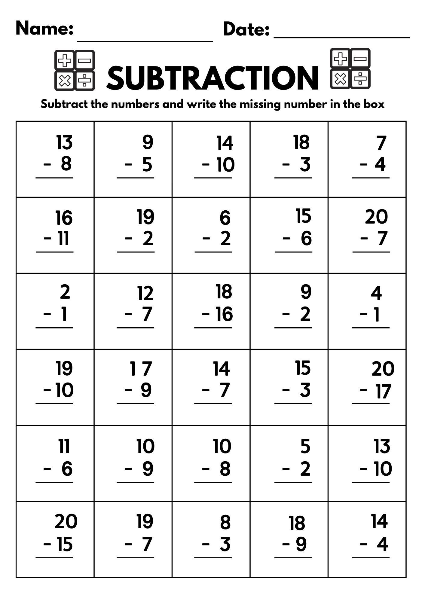 10 Printable Subtraction Fill In The Blanks Worksheets numbers 1 20 For Kindergarten 1st Grade 2nd Grade Math Subtraction Worksheets Etsy UK 10 Printable Subtraction Fill In The Blanks Worksheets numbers 1 20 For Kindergarten 1st Grade 2nd Grade Math Subtraction Worksheets Etsy UK