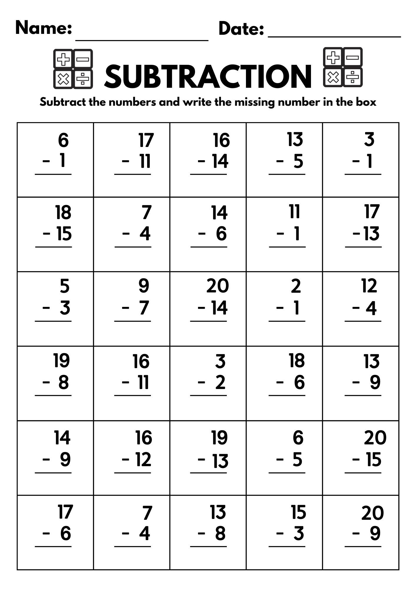 10 Printable Subtraction Fill In The Blanks Worksheets numbers 1 10 Printable Subtraction Fill In The Blanks Worksheets numbers 1