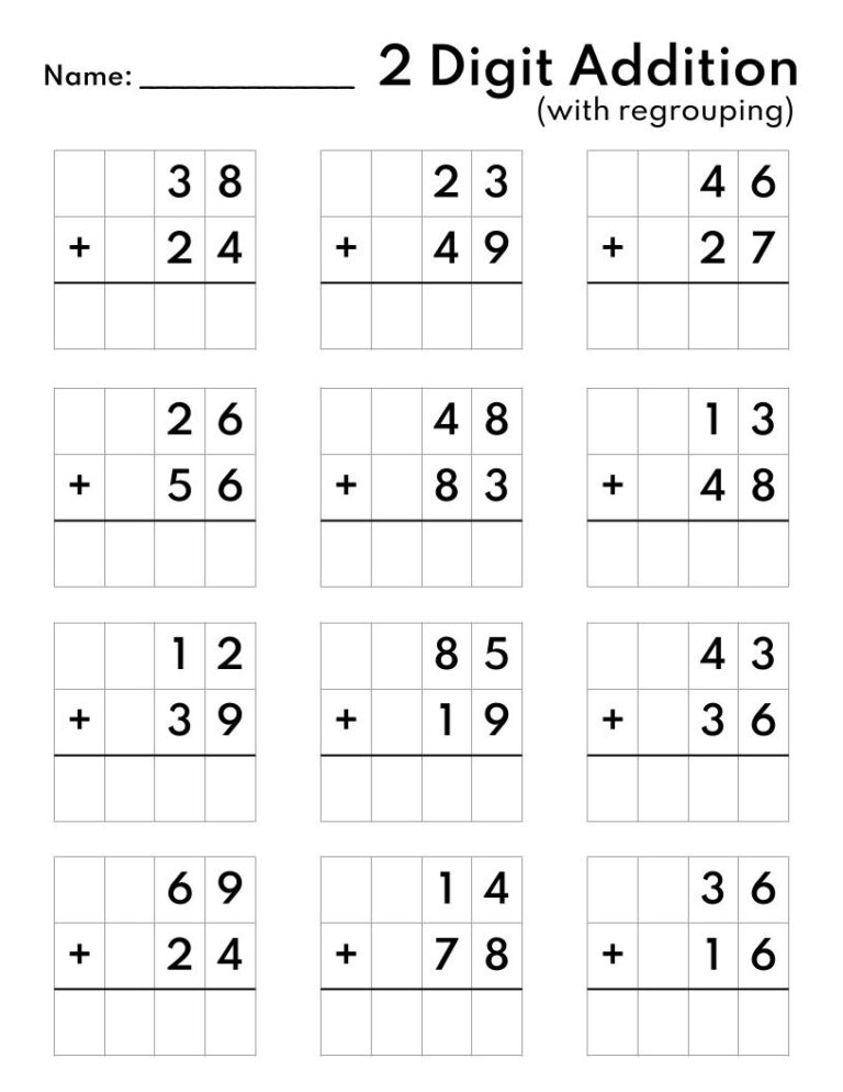 10 Printable Two Digit Addition Worksheets Double Digit Addition Worksheets 1st Grade 2nd Grade Made By Teachers