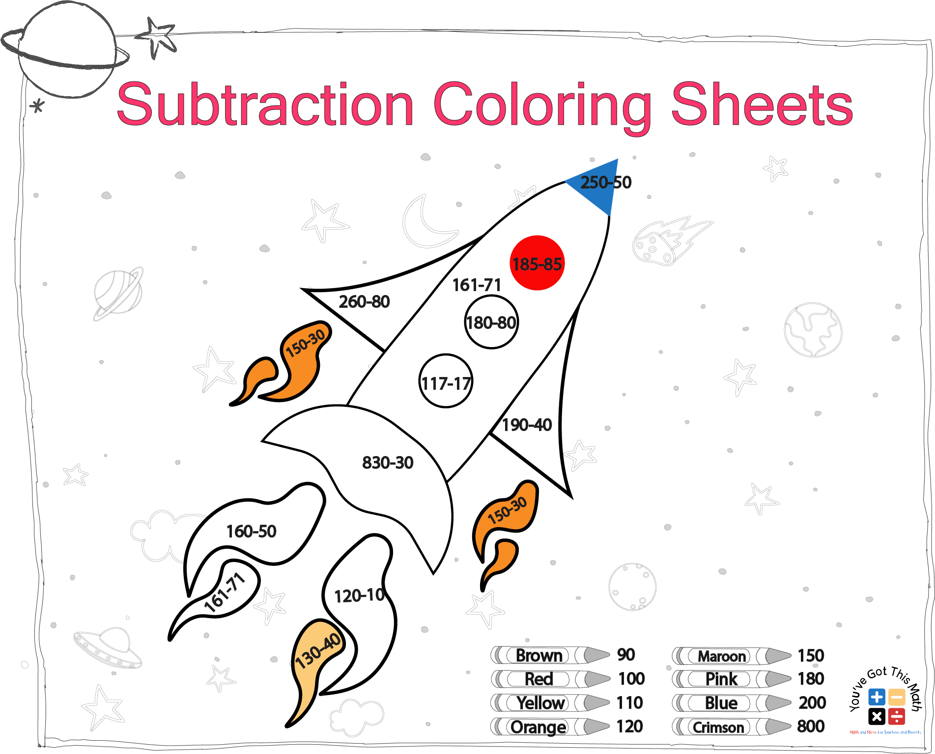 10 Subtraction Coloring Sheets Free Printables 10 Subtraction Coloring Sheets Free Printables