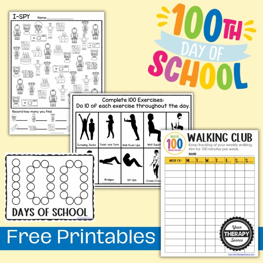 100 Days Of School Printables Free PDF Your Therapy Source