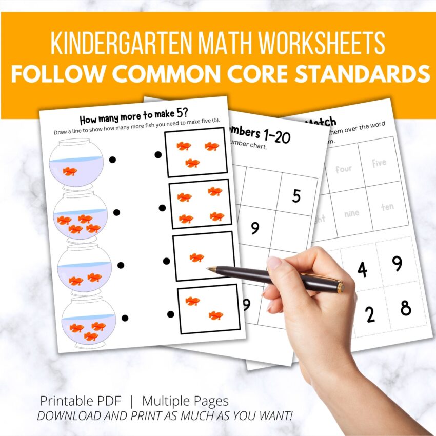 100 Kindergarten Math Common Core Worksheets Printable Instant Download Busy Book Teachers Homeschooling Homework Independent Review Etsy