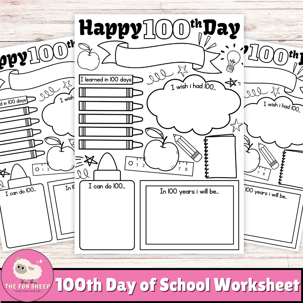 100th Day Of School Worksheet Happy 100Th Day Poster Coloring Writing Activity Made By Teachers