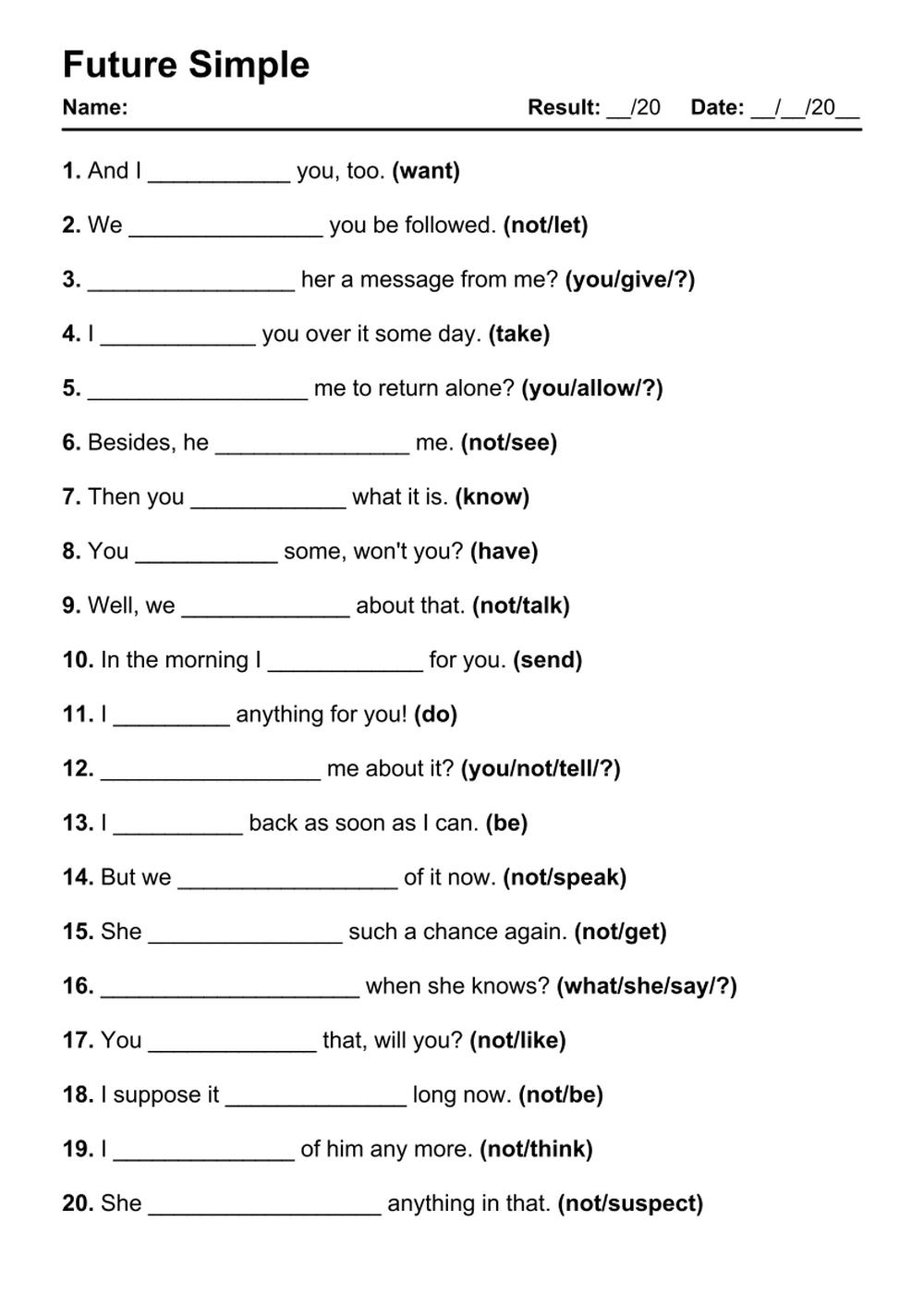 101 Future Simple PDF Worksheets With Answers Grammarism