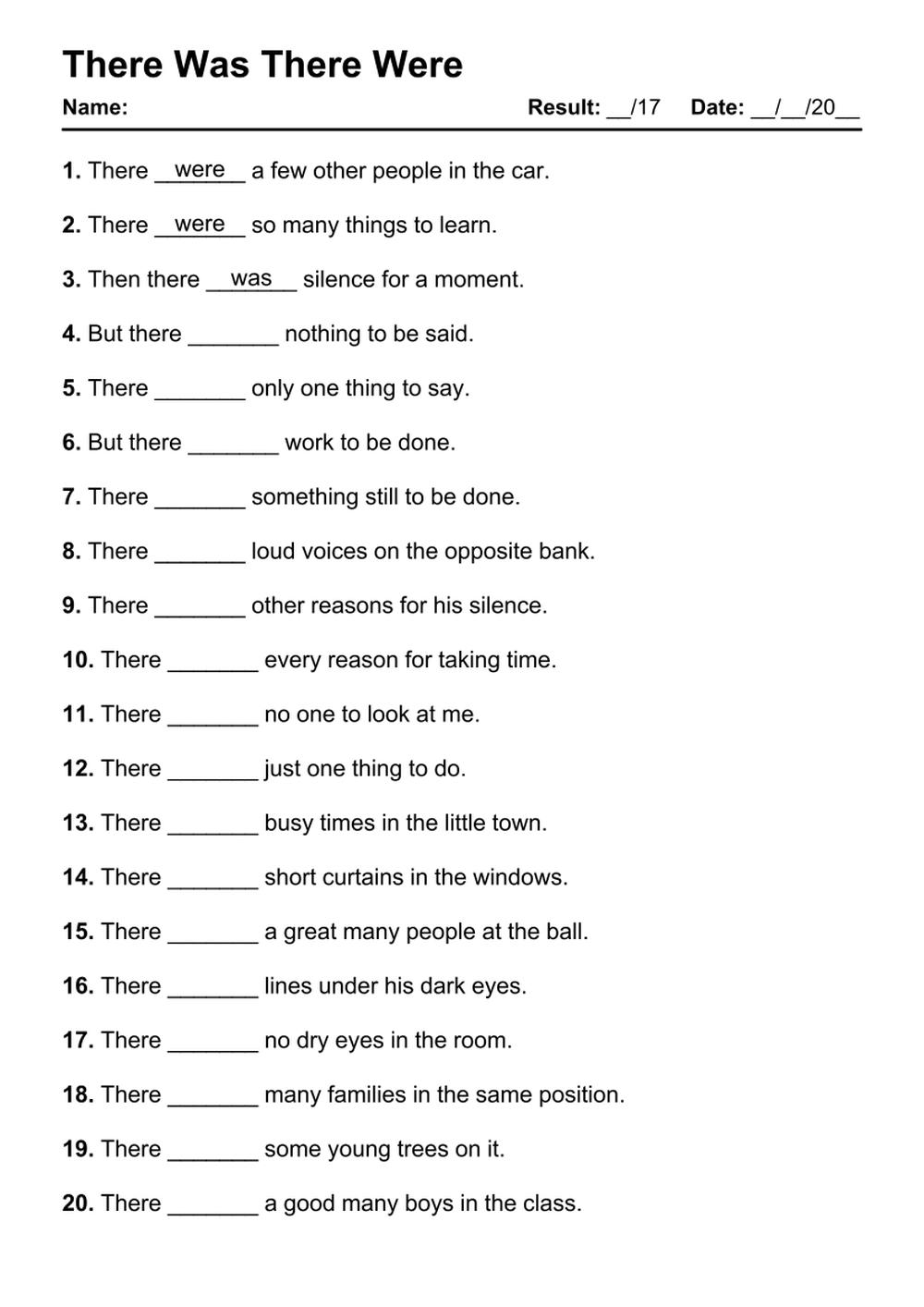 101 There Was There Were PDF Worksheets With Answers Grammarism 101 There Was There Were PDF Worksheets With Answers Grammarism