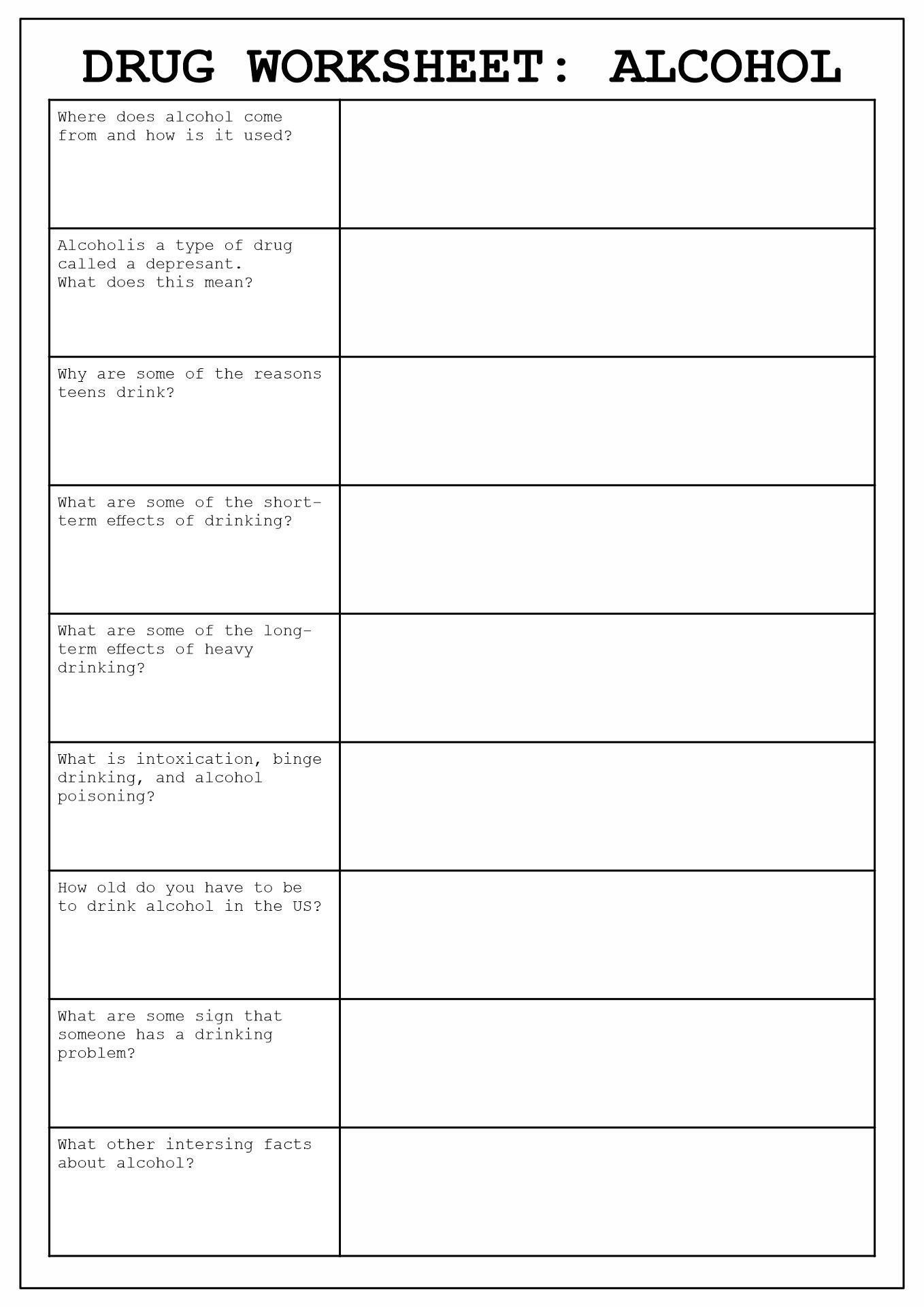 11 Drug Addiction Worksheets Printable Free PDF At Worksheeto