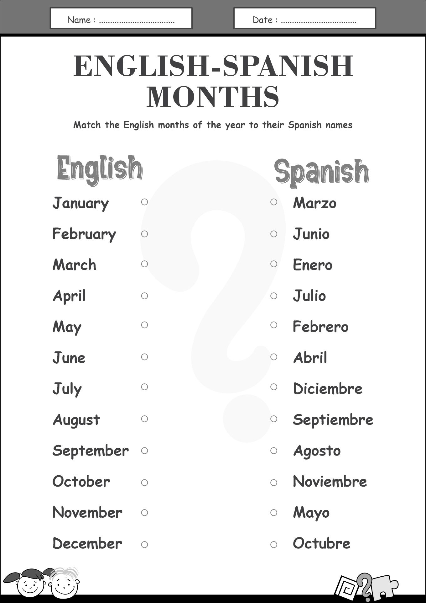 Free Printable Spanish Worksheets Pdf