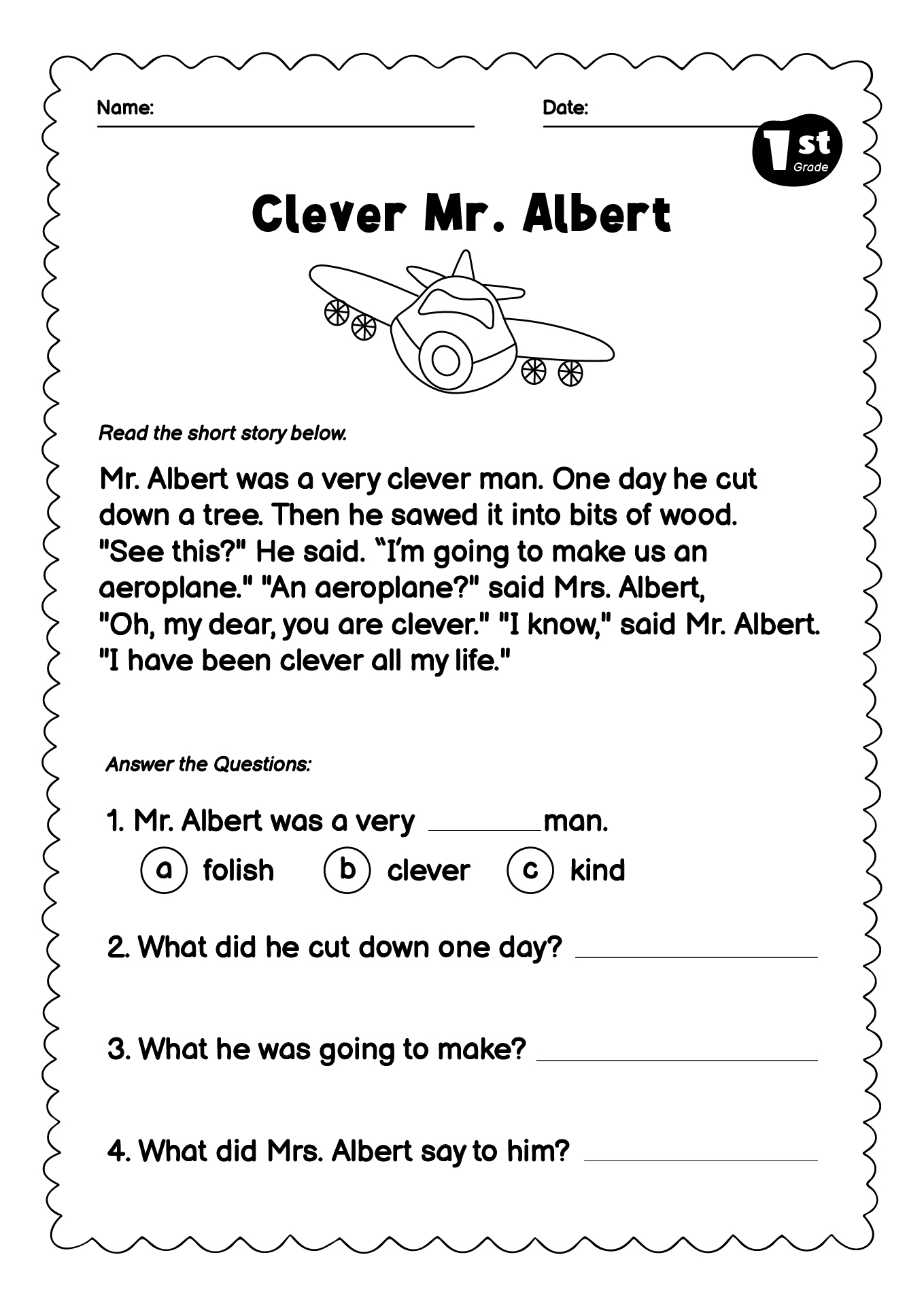 Ist Grade Reading Comprehension Worksheet Ist Grade Reading Comprehension Worksheet