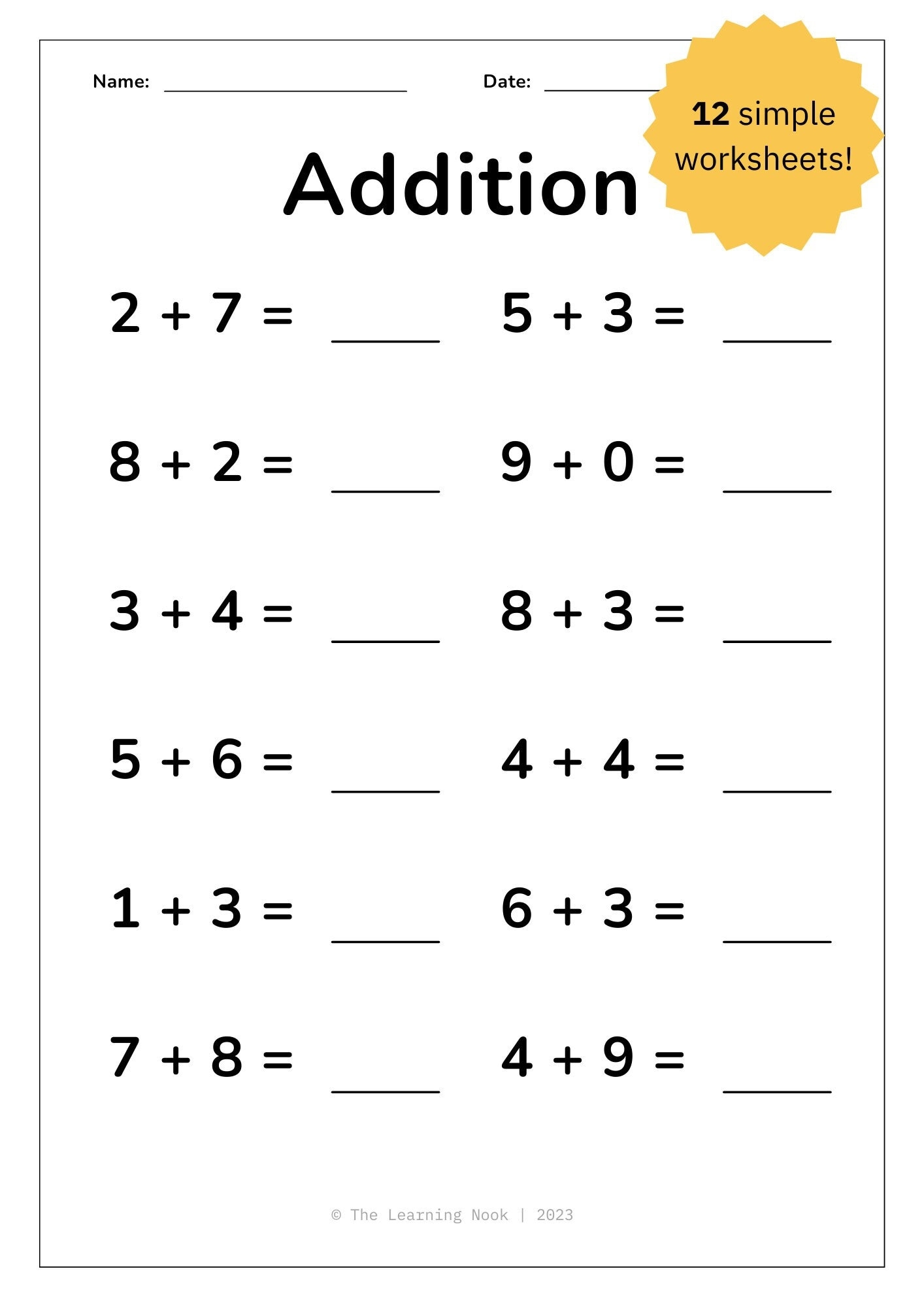 12 Printable Addition Worksheets Single Digit Addition Maths Drills Kids Learning Homeschool Kindergarten First Grade Maths Etsy 12 Printable Addition Worksheets Single Digit Addition Maths Drills Kids Learning Homeschool Kindergarten First Grade Maths Etsy