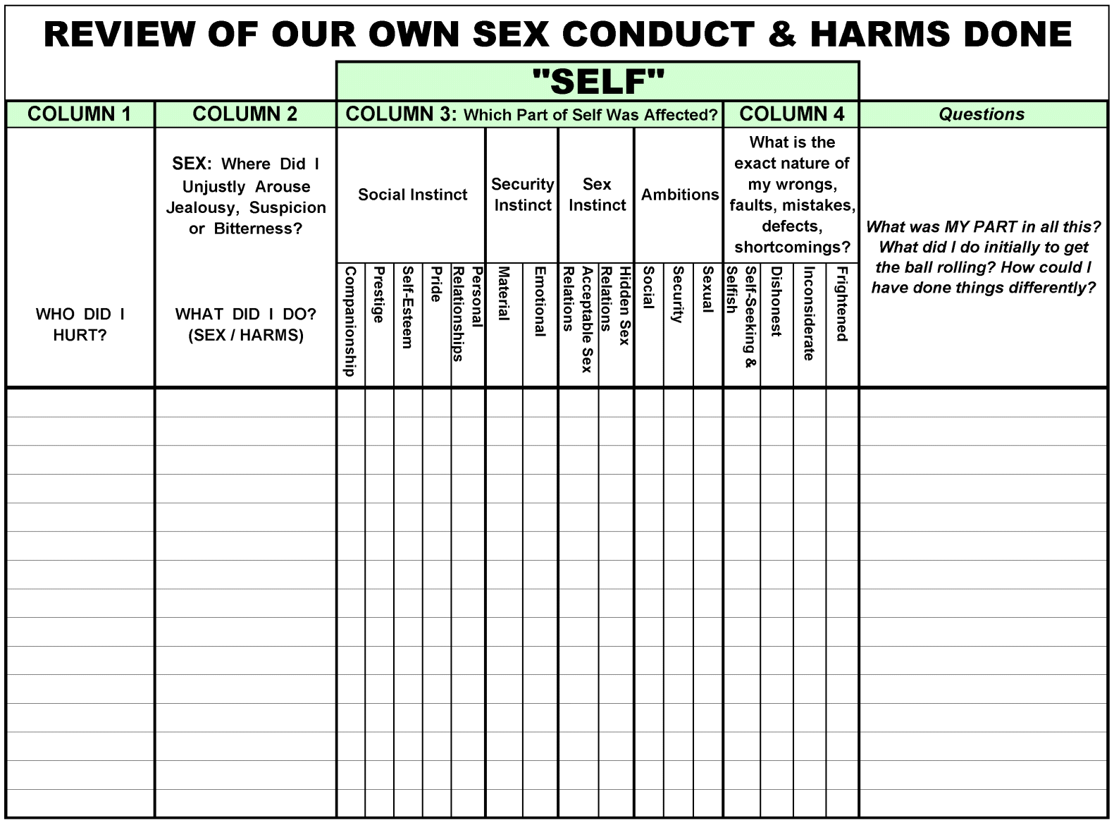 12 Step Worksheet Questions Free Download U0026 Print 12 Steppers 12 Step Worksheet Questions Free Download U0026 Print 12 Steppers