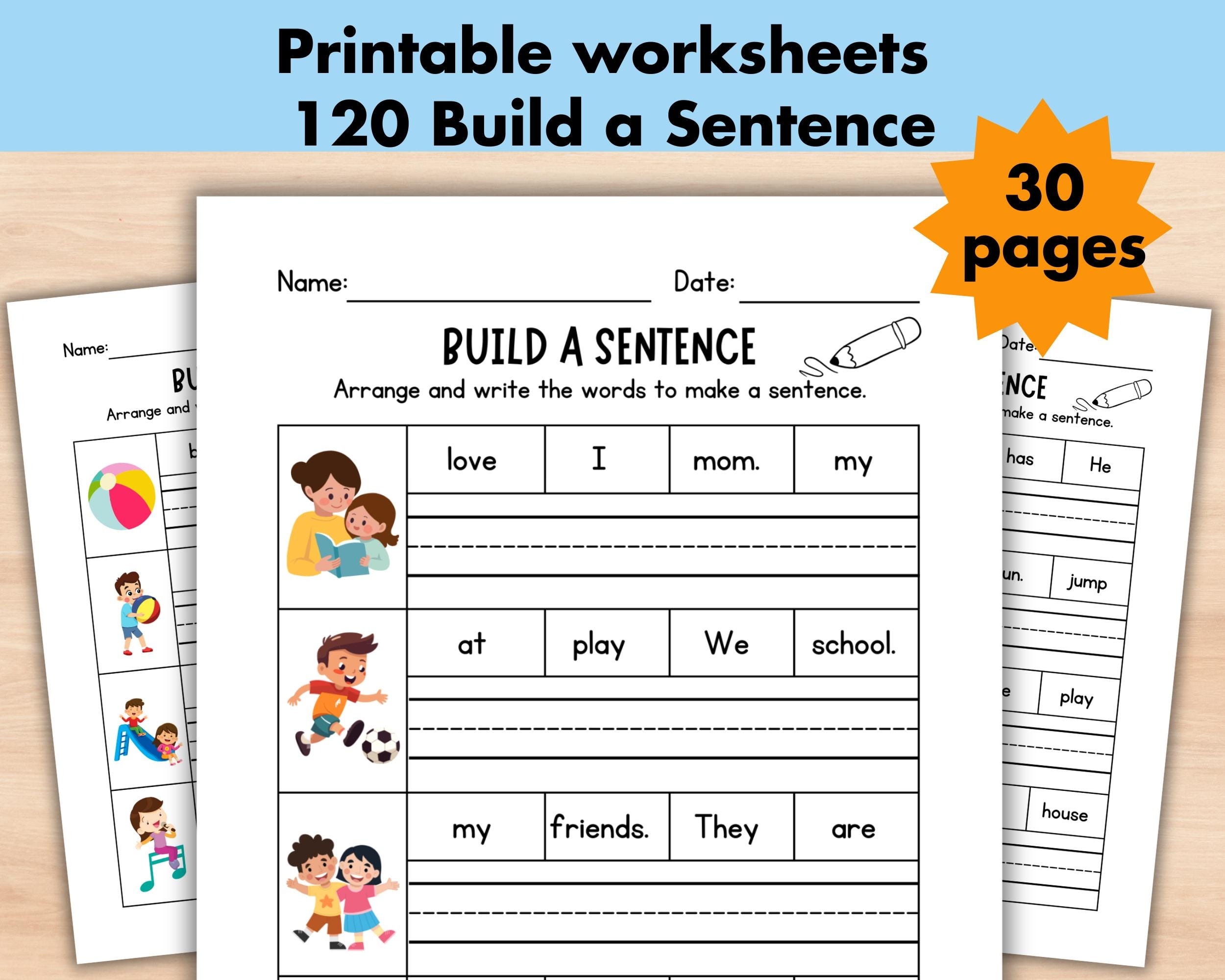 120 Build The Sentence Worksheets Printable Sentences Writing 120 Build The Sentence Worksheets Printable Sentences Writing