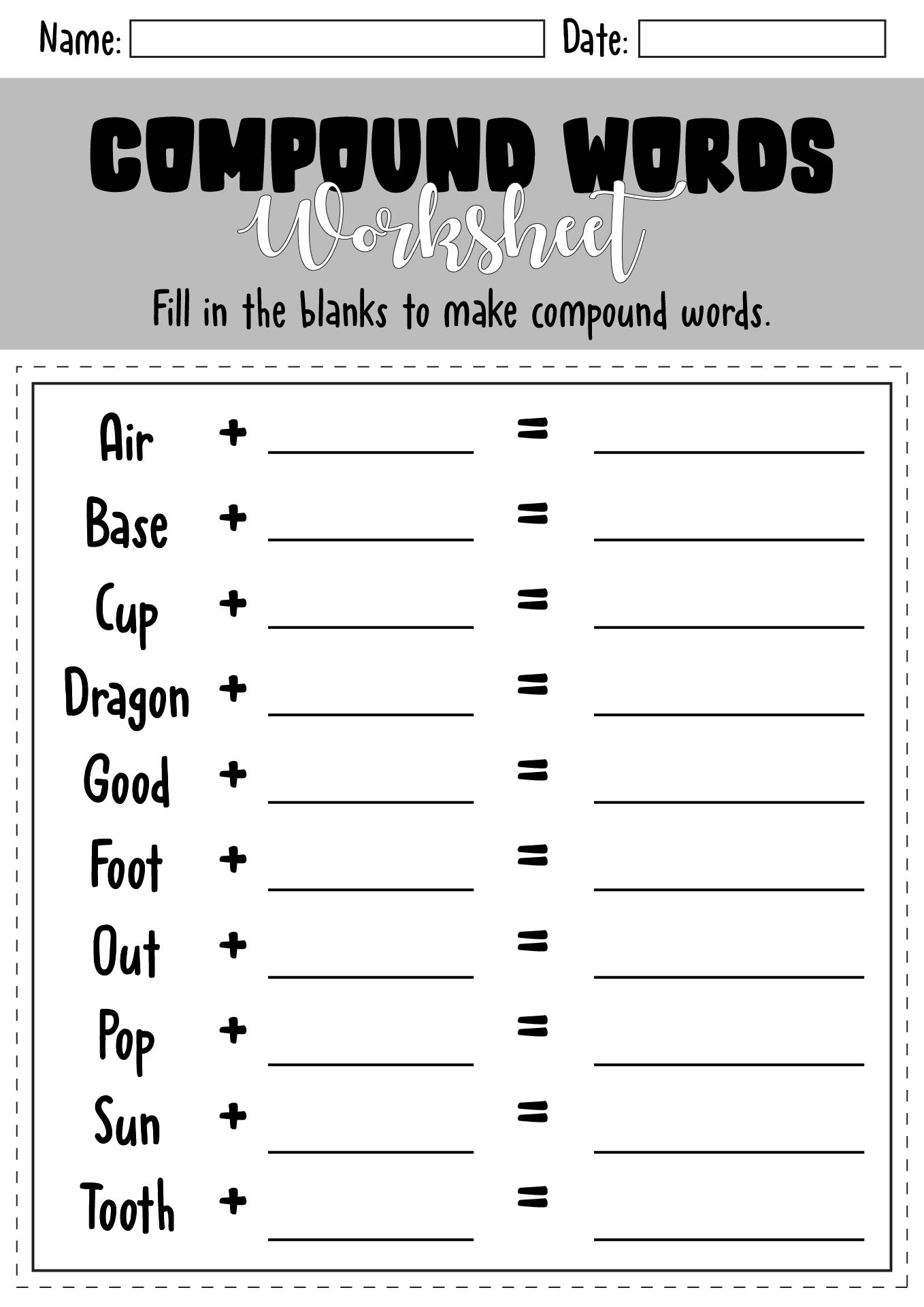 Free Compound Word Worksheets 3rd Grade Free Compound Word Worksheets 3rd Grade