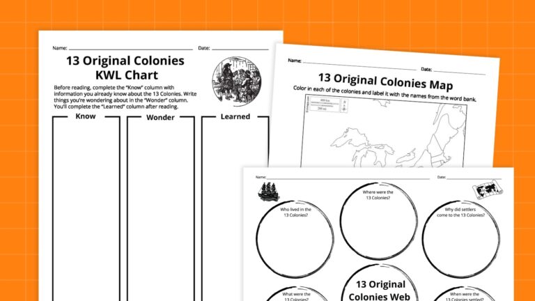 13 Original Colonies Map Bundle Free Printable Worksheets 
