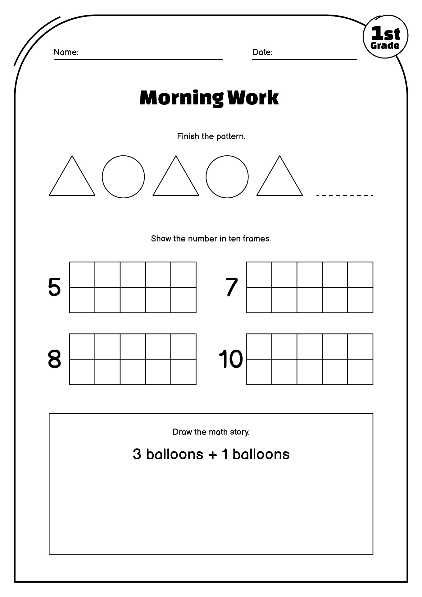 Free Morning Worksheets For 1st Grade Free Morning Worksheets For 1st Grade