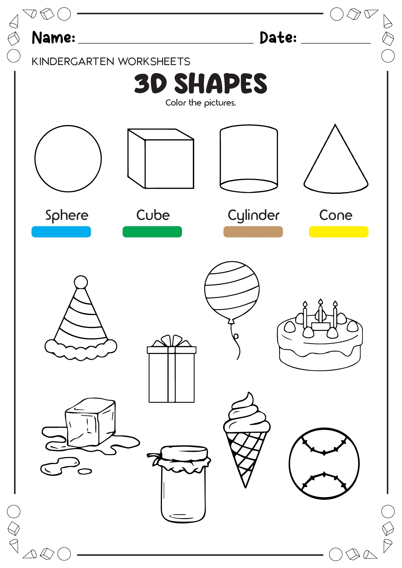 14 3D Shapes Worksheets Printables Kindergarten Free PDF At Worksheeto
