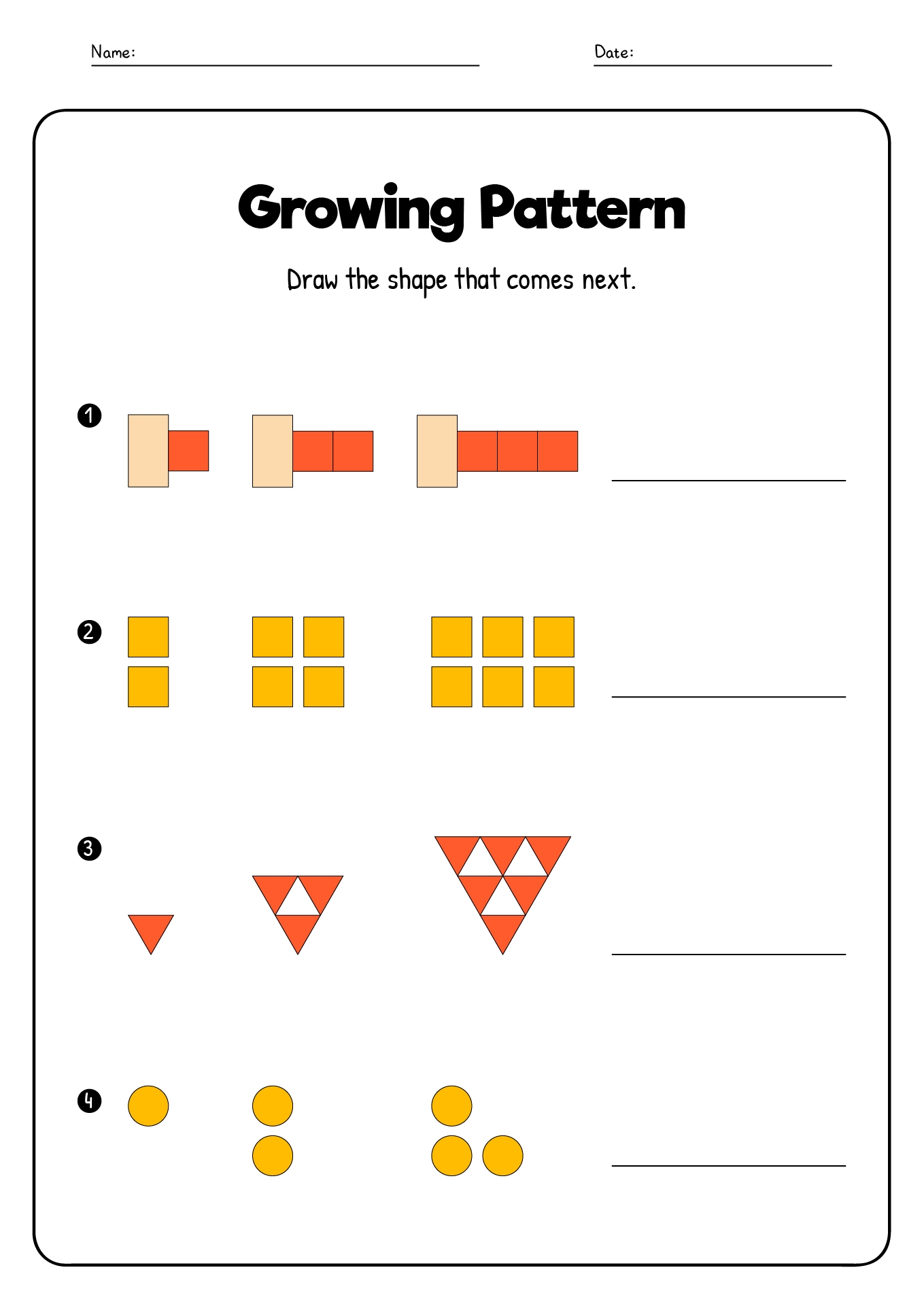 Free Pattern Worksheets For First Grade