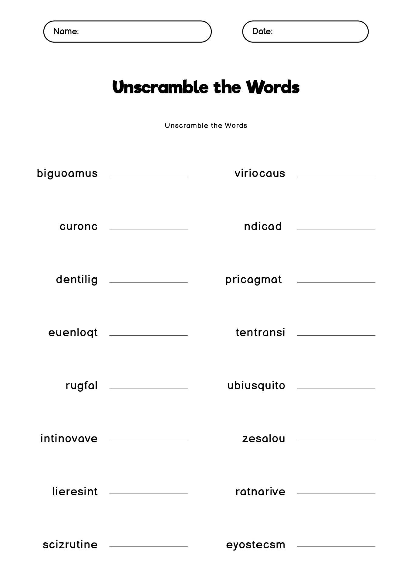 14 Free Printable English Worksheets Free PDF At Worksheeto