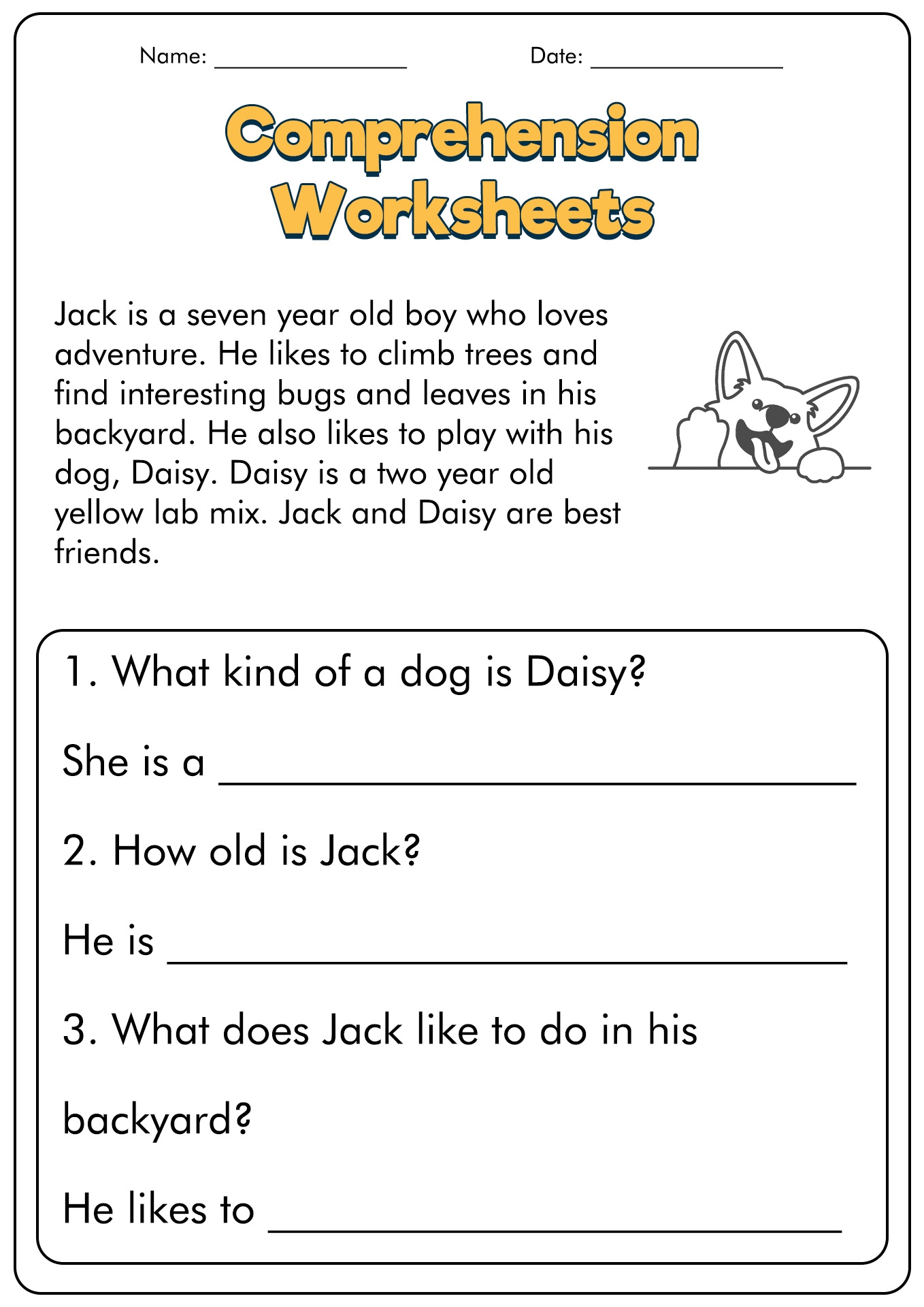 First Grade Reading Comprehension Worksheets Questions First Grade Reading Comprehension Worksheets Questions